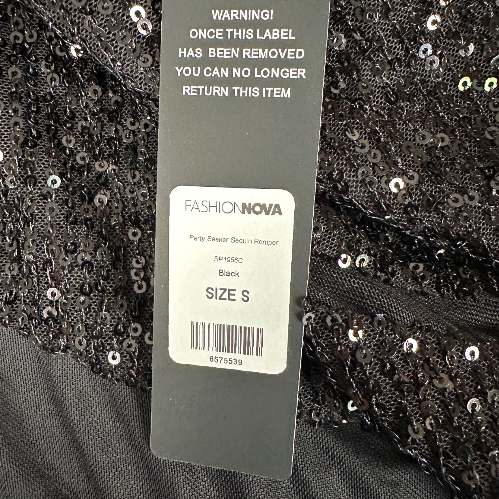 Fashion Nova Fashion Nova Romper Womens Small Black New Party Seeker Sequence Size 28" / US 6 / IT 42 - 3 Thumbnail