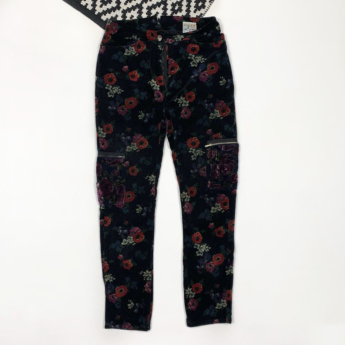 Kenzo Kenzo Vilvet Flowers Pant Vintage 80s Made In France Size 26" / US 2 / IT 38 - 1 Thumbnail