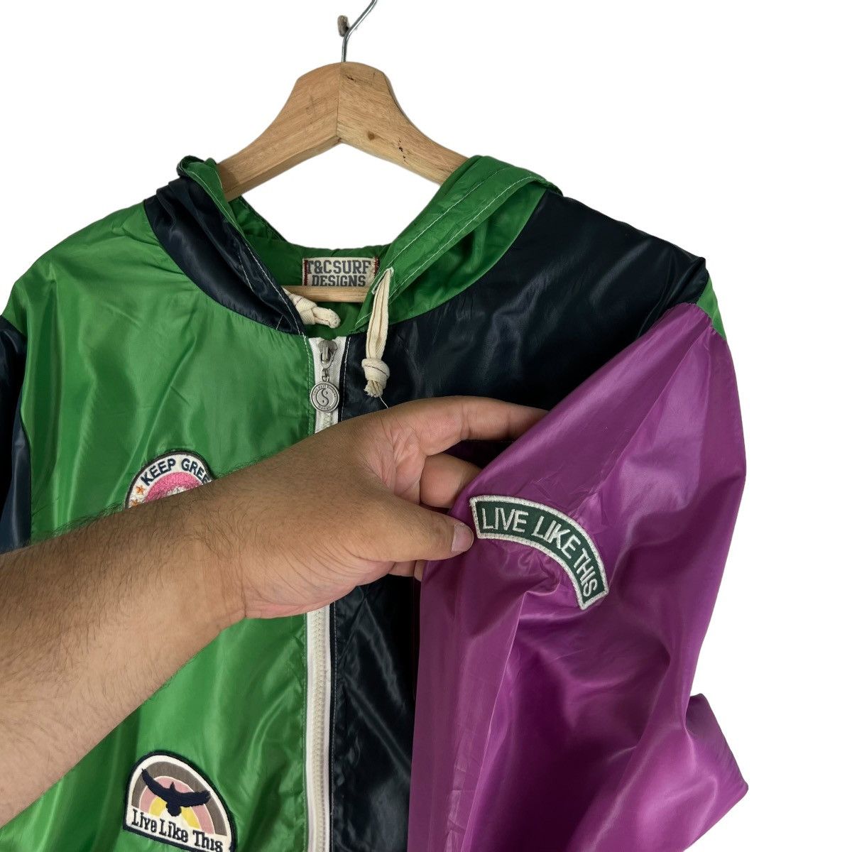 Japanese Brand 🔥VINTAGE ZIPPER JACKET T&C SURF RARE MULTI BLOCK COLOUR Size US M / EU 48-50 / 2 - 7 Thumbnail