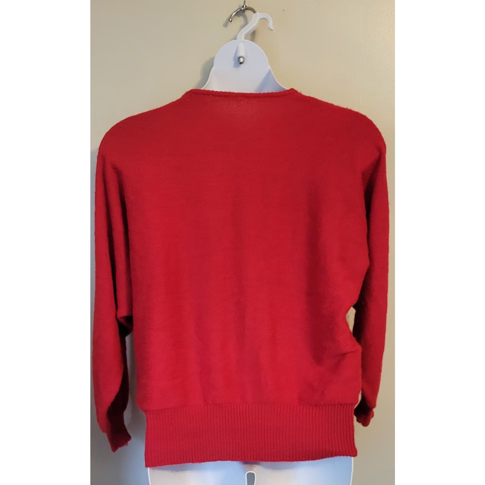 Vintage VINTAGE Debra Martin Red Beaded Faux Cashmere Embellished Sweater XL 80s MenGens Size XL / US 12-14 / IT 48-50 - 4 Thumbnail