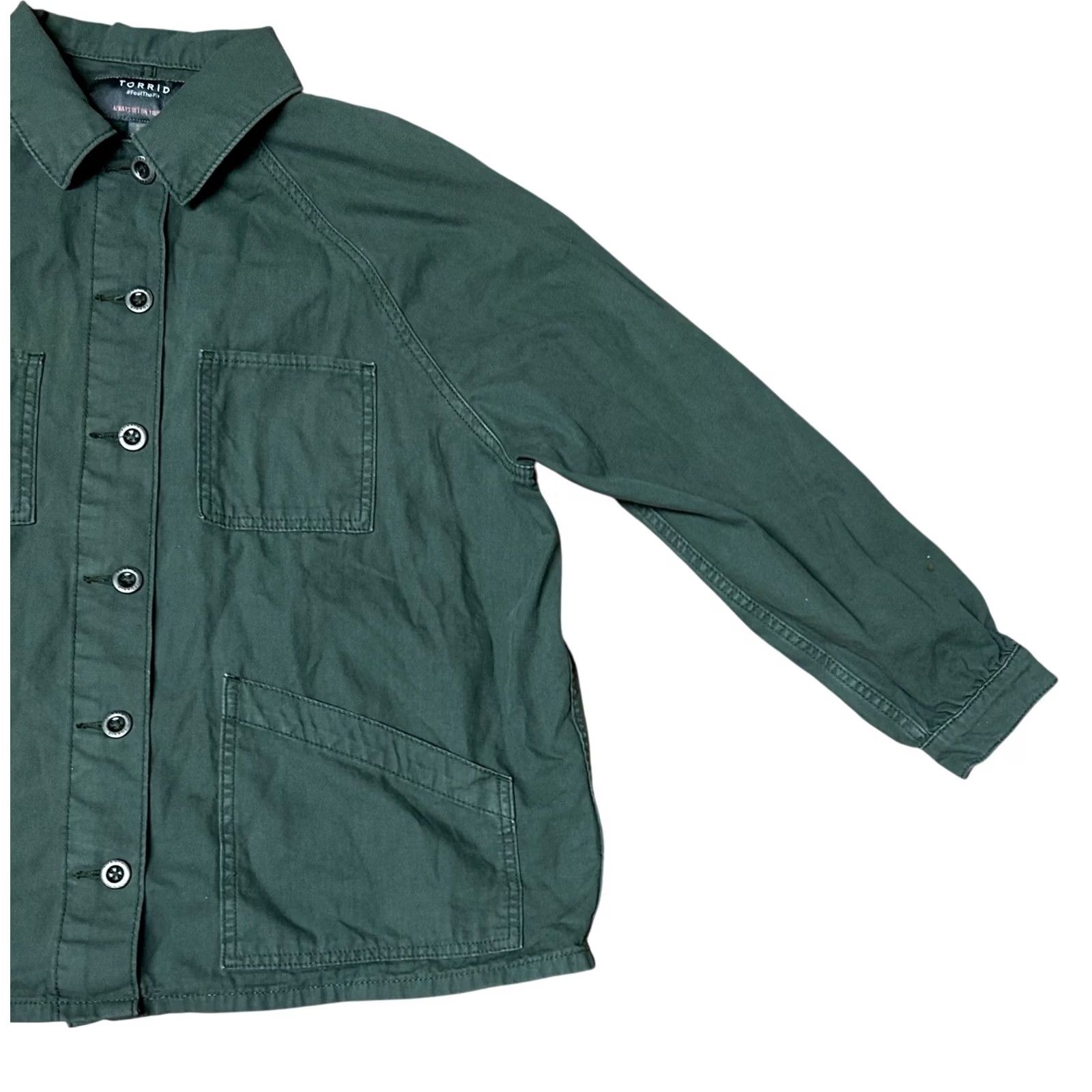Torrid VINTAGE Torrid Green Utility Military Full Zip Button Up Jacket Women's Plus Size 0 Size XS / US 0-2 / IT 36-38 - 3 Thumbnail
