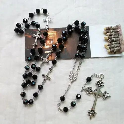 Jewelry Black Crystal Rosary Necklace Size ONE SIZE - 2 Thumbnail