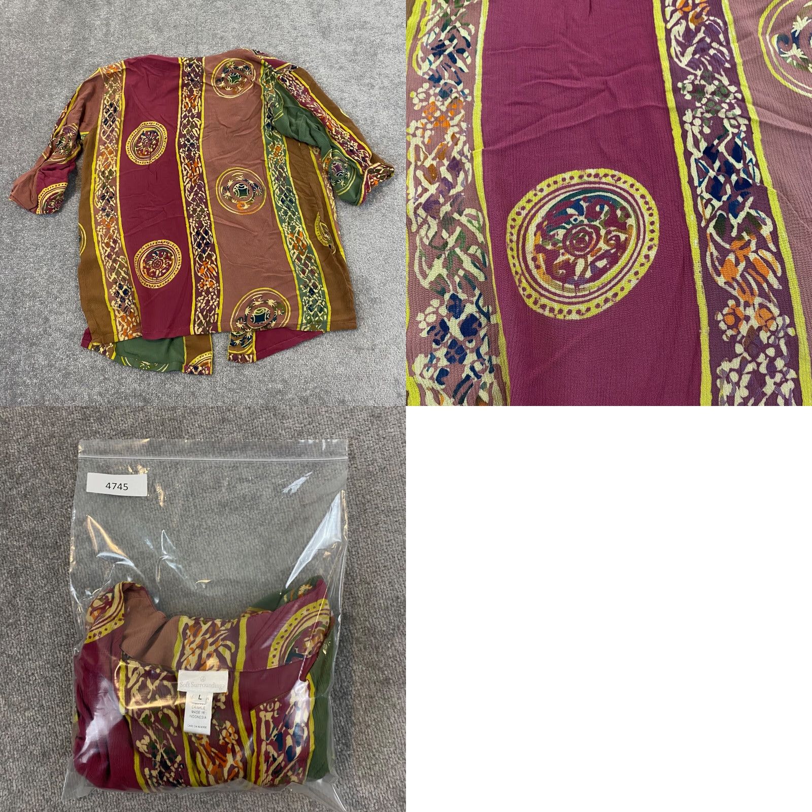 Soft Surroundings SOFT SURROUNDINGS Batik Tunic Top Womens Large Multicolor Viscose Rayon Oversize Tunic Blouse Size L / US 10 / IT 46 - 8 Thumbnail