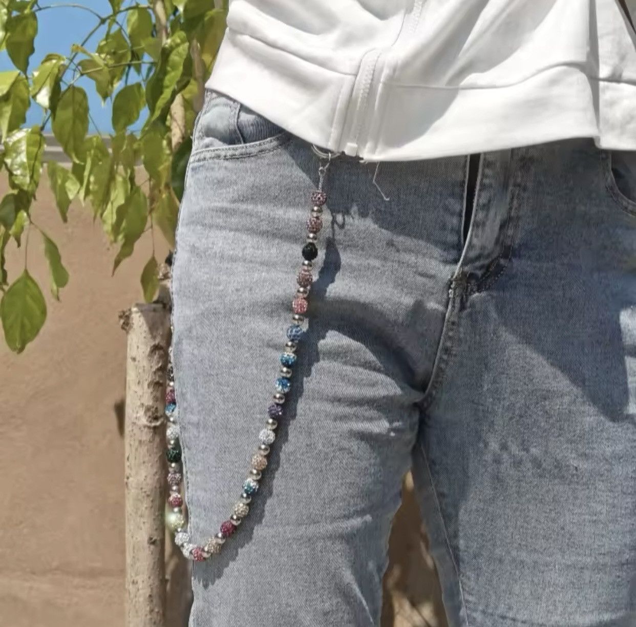 Jewelry Round Bead Rhinestone Multicolor Punk Pants Chain Size ONE SIZE - 1 Thumbnail