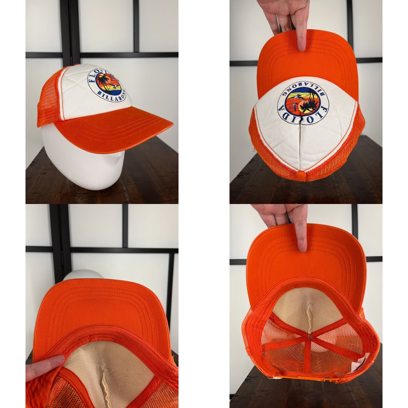 Billabong Billabong Hat Cap Snap Back Adult One Size Orange White Trucker Florida Beach Size ONE SIZE - 8 Thumbnail