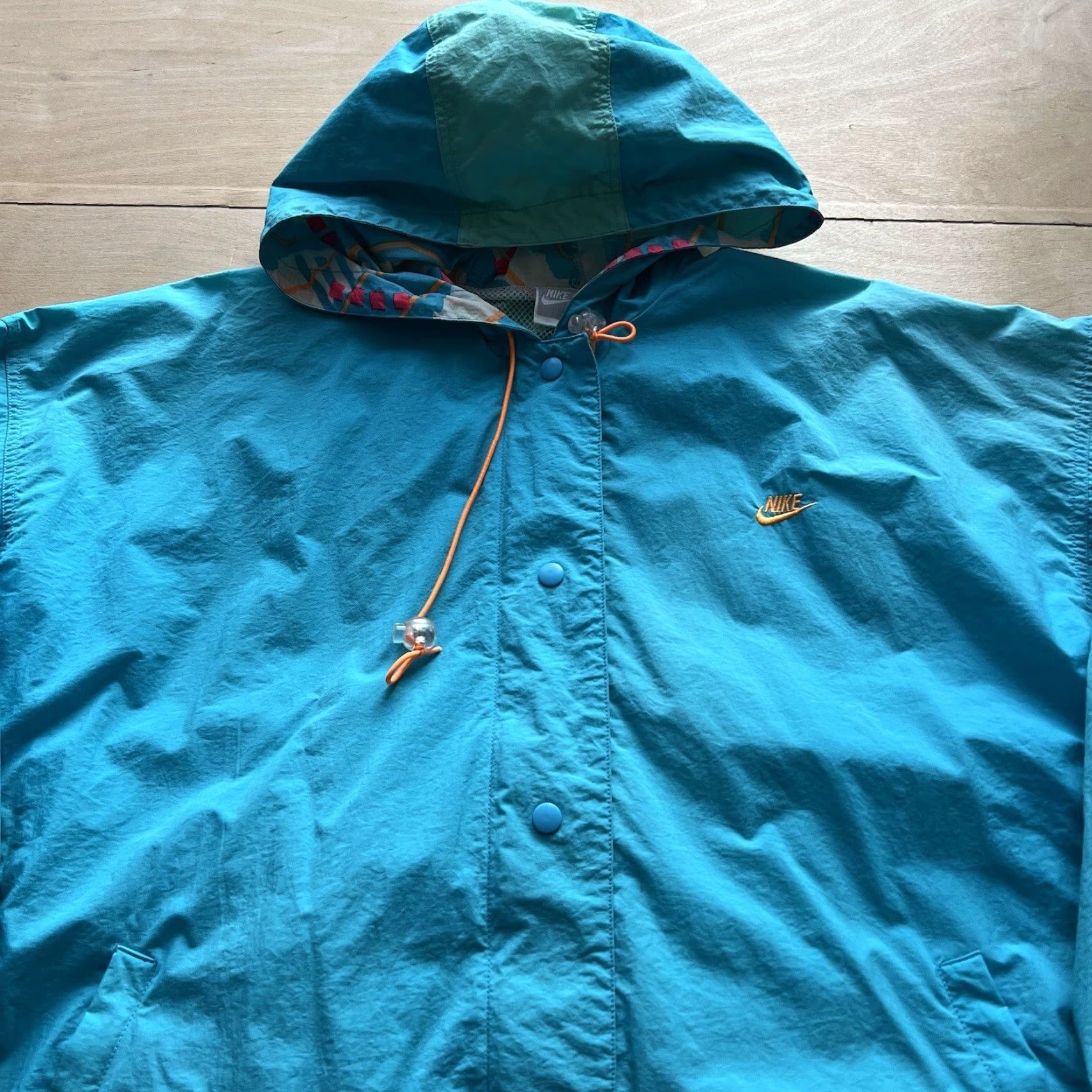 Nike VINTAGE Nike Jacket Medium Teal 90s Flight Windbreaker Sportswear Nike Air Classic Adults Mens Jacket Mid-Length Solid Blue Zip Stand-Up Collar Size US M / EU 48-50 / 2 - 3 Thumbnail