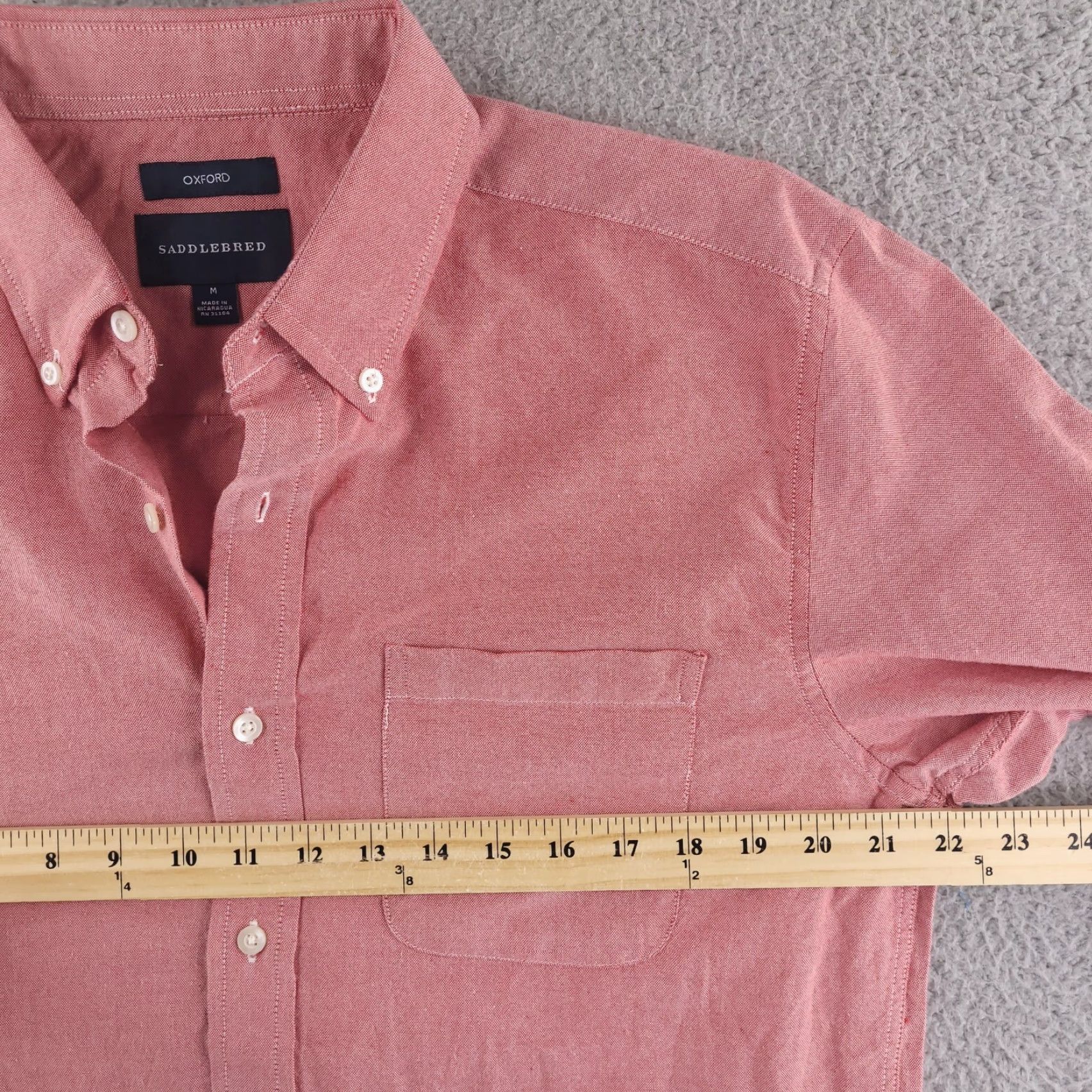 Pinko Saddlebred Shirt Mens Medium Oxford Long Sleeve Button Red Pink Cotton Salmon Size US M / EU 48-50 / 2 - 6 Thumbnail
