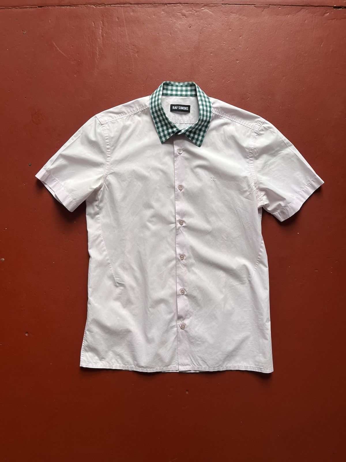 Raf Simons RAF Simons Men’s Darted Short Sleeve Pink Shirt With Gingham Size US S / EU 44-46 / 1 - 1 Thumbnail