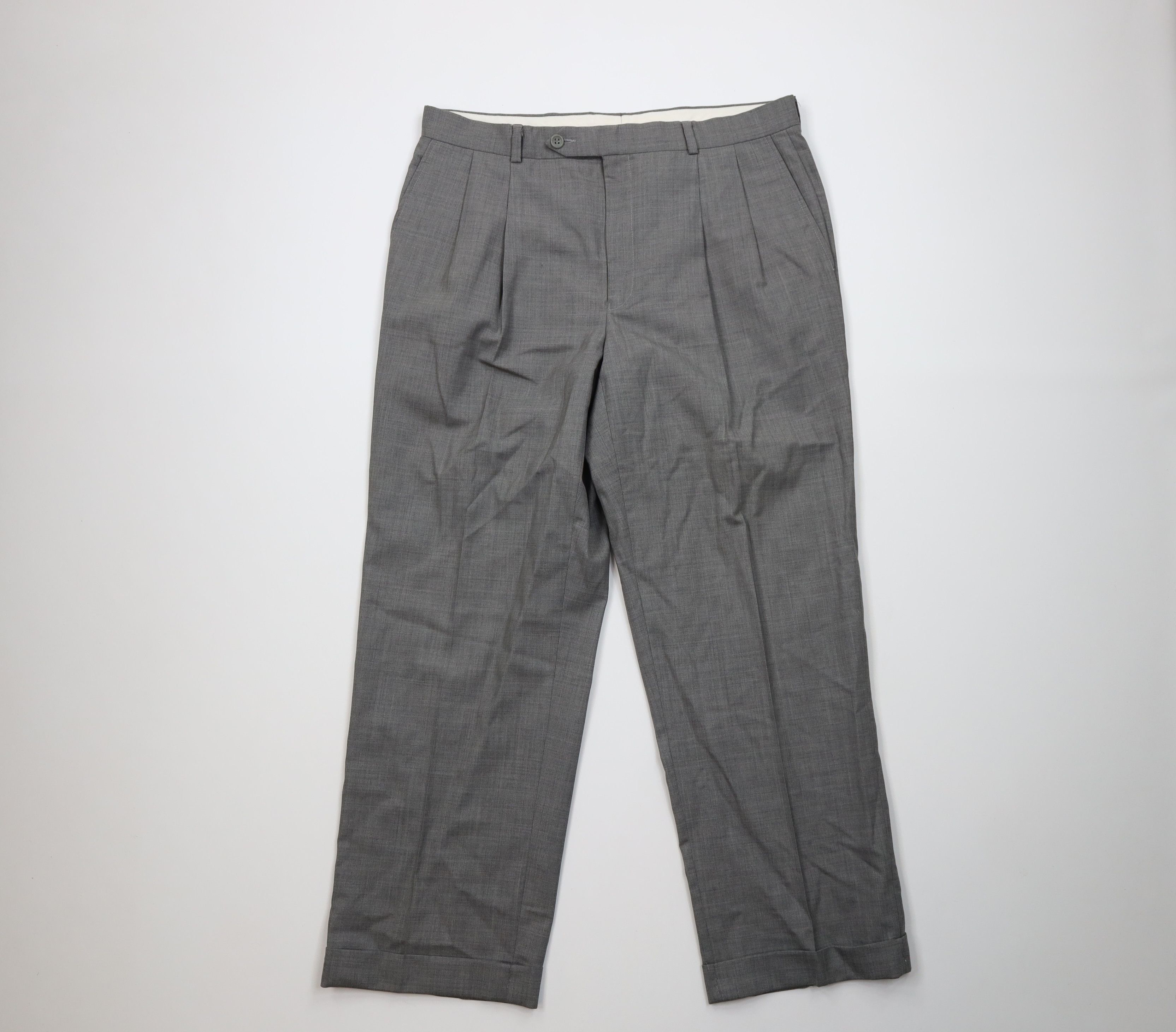 Vintage Ralph Lauren Wool Wide Leg Chino Pants Heather Gray