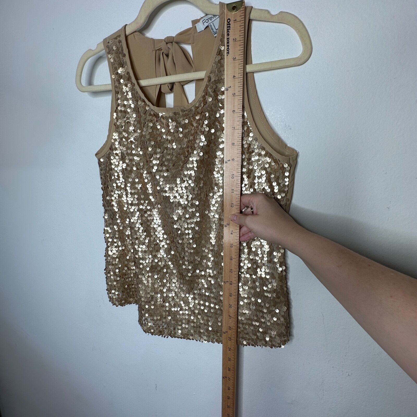 Forever 21 Night Out Copper Gold Sequin Sleeveless Open Back Blouse S Size S / US 4 / IT 40 - 12 Thumbnail