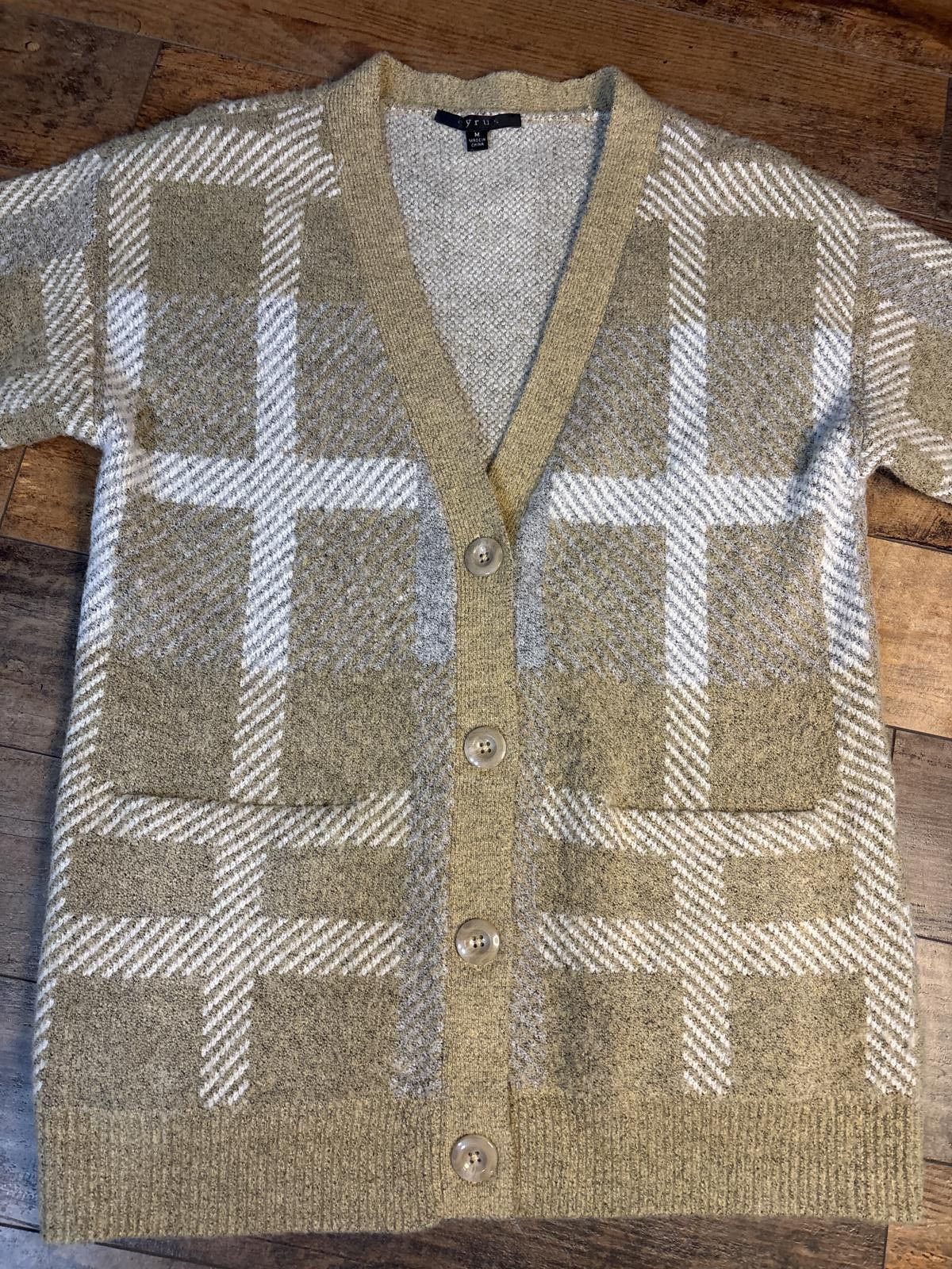 Caruso Cyrus Women's Button-Up Cardigan Sweater Plaid Size M / US 6-8 / IT 42-44 - 3 Thumbnail