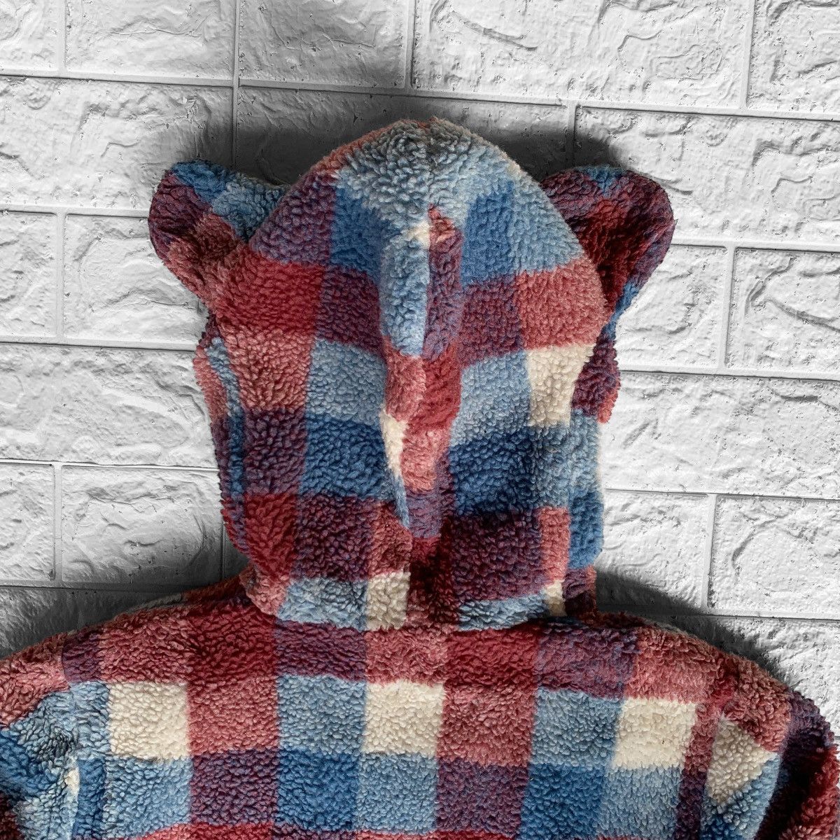 Issey Miyake Ne Net Bear Ear Patern Checkered Fleece Hoodie Jacket Size US M / EU 48-50 / 2 - 9 Thumbnail
