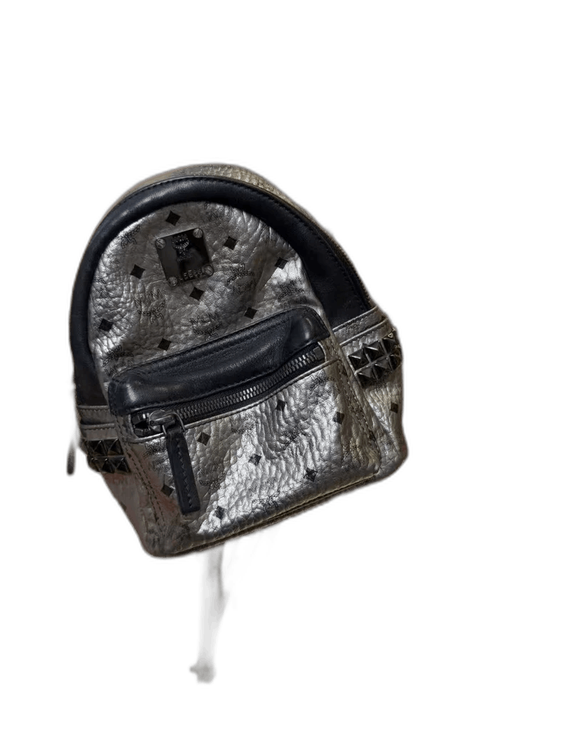 MCM MCM Silver Small Backpack with Studs Size ONE SIZE - 1 Thumbnail