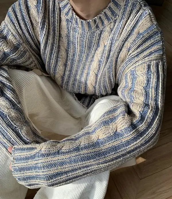 VIBE Retro y2k reversible cable knit pullover sweater knitwear Size US M / EU 48-50 / 2 - 2 Thumbnail