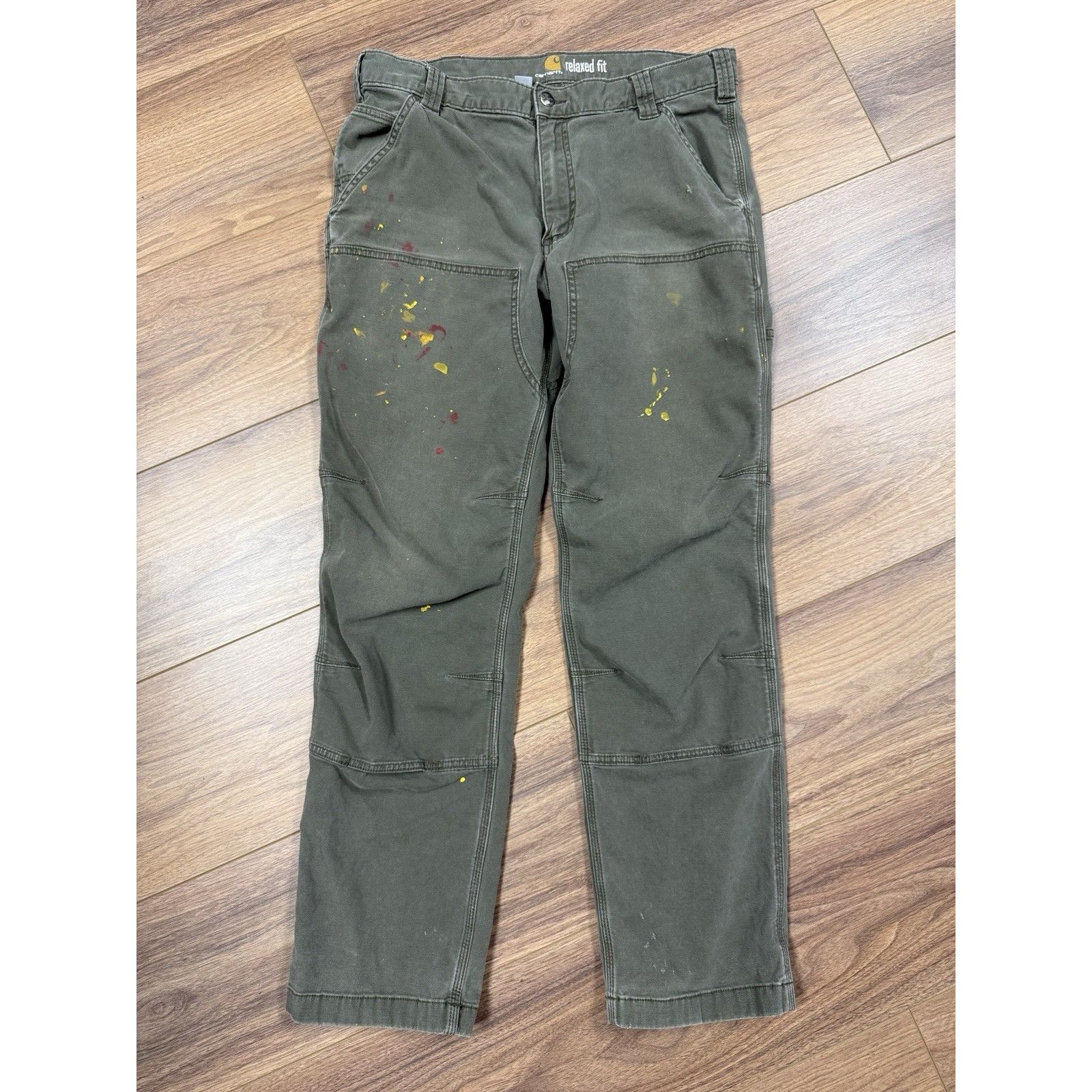 Carhartt Relaxed Fit Double Knee Pants Mens 34x32 Moss Green
