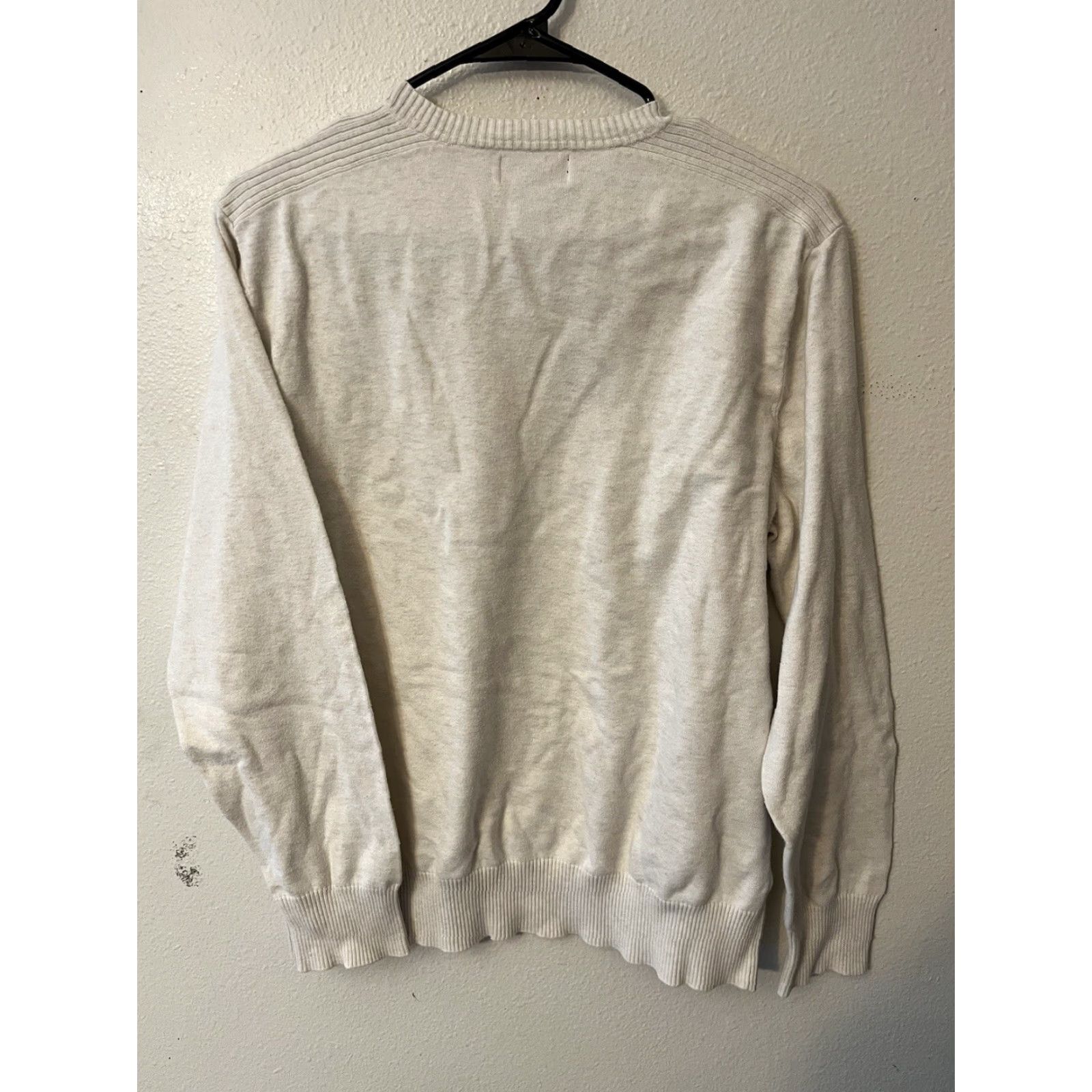 Banana Republic VINTAGE Banana Republic Sweater Shirt Mens Small 100% Cotton Ivory V-Neck Relaxed Knit Pullover 90s Event Casual Mens Size US L / EU 52-54 / 3 - 2 Thumbnail
