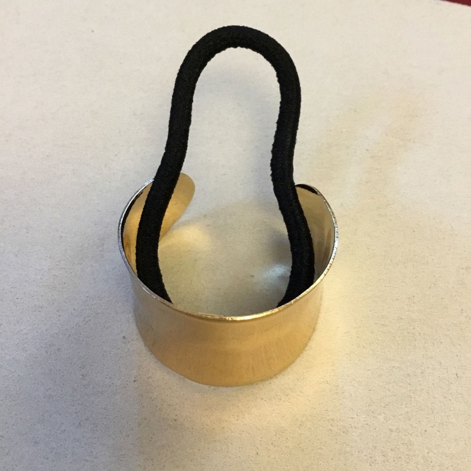 Other Gold Bent Open Cuff Metal Plate Accent Elastic Hair Tie Size ONE SIZE - 1 Thumbnail