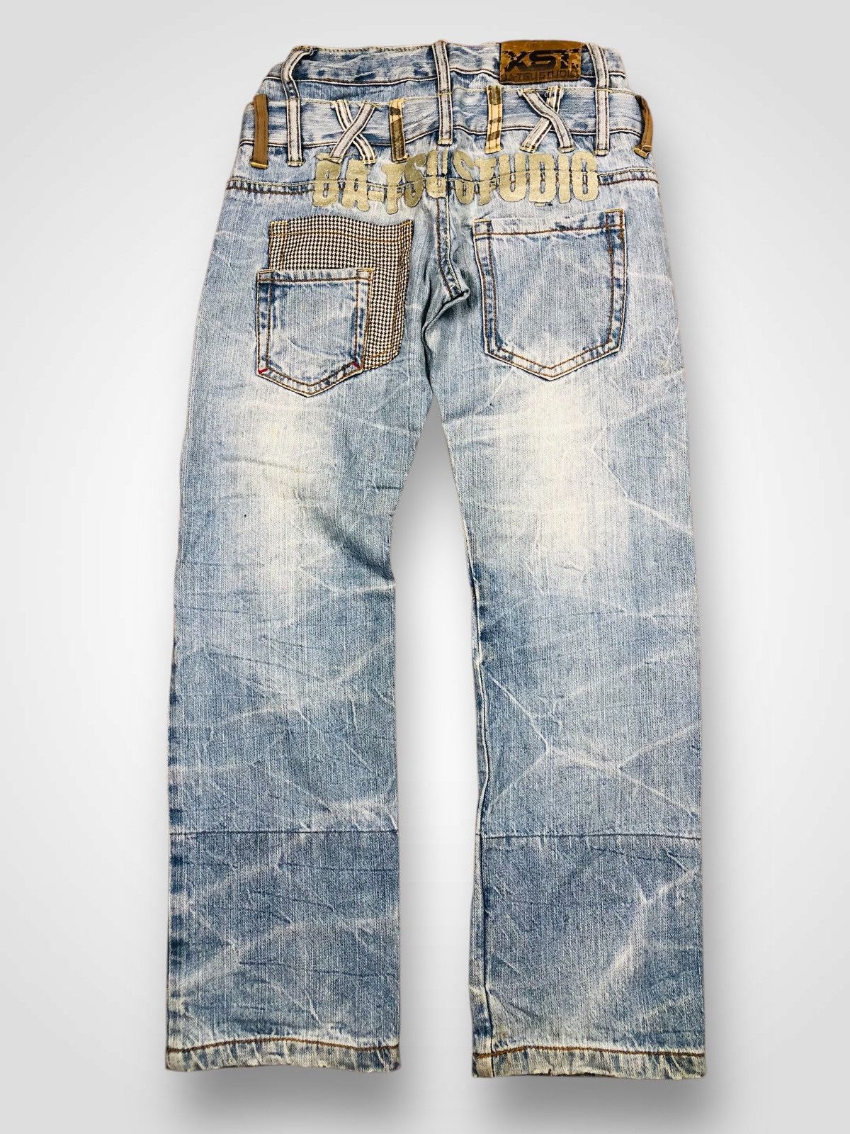 Japanese Brand BA-TSU STUDIO Y2K Reworked Distressed Denim (37) Size US 27 - 2 Thumbnail
