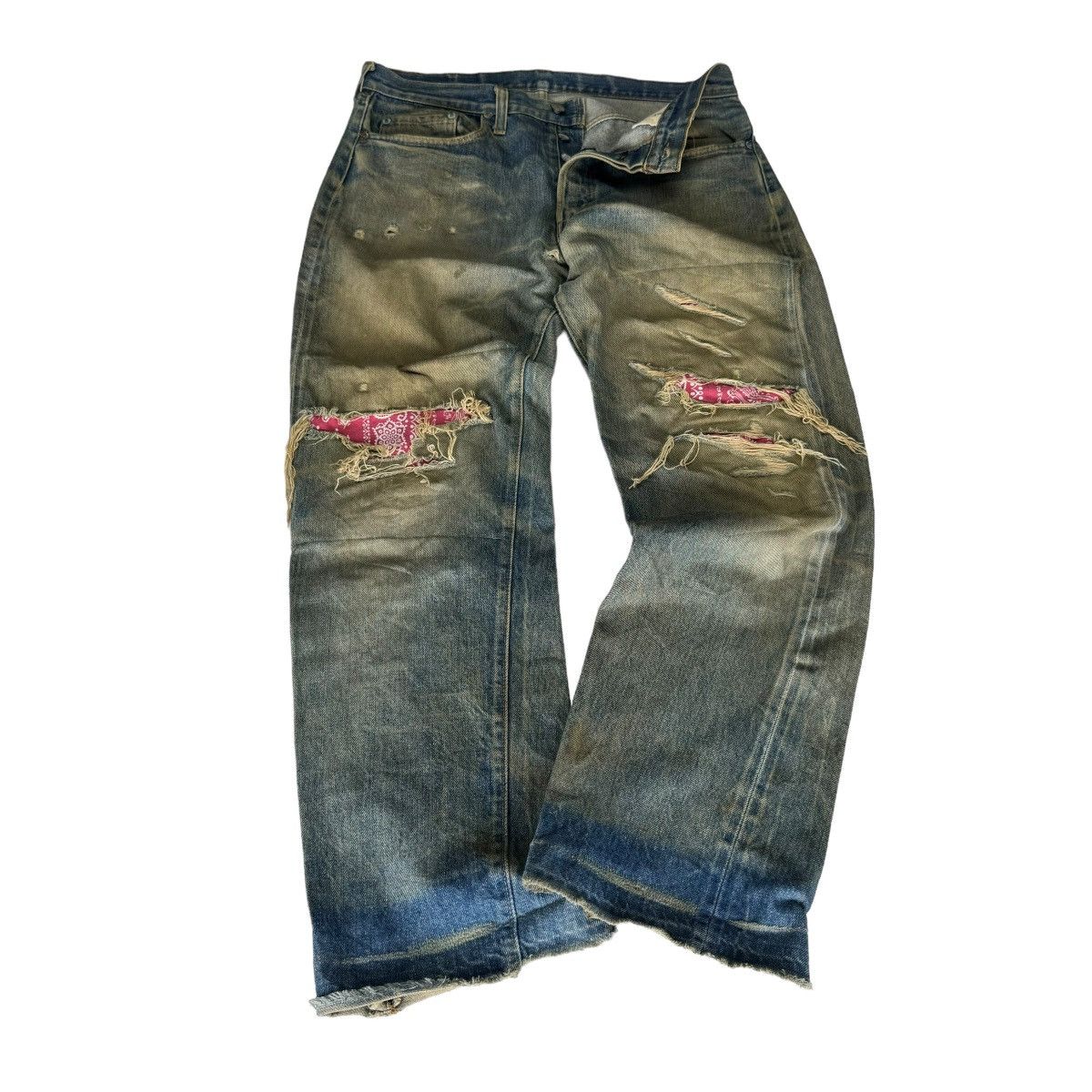 Levi's ☀️80s LEVI’S 501 RINDEN 524 PATCHWORK DENIM JEANS PANTS Size US 34 / EU 50 - 1 Thumbnail