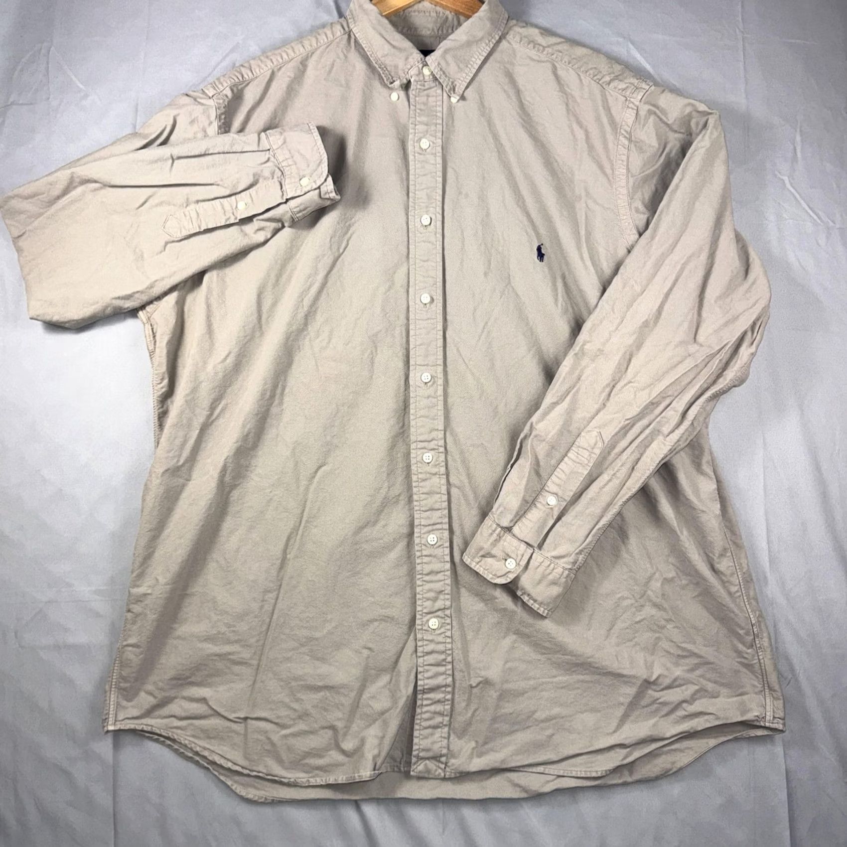 Ralph Lauren VINTAGE Ralph Lauren Shirt Mens 2XLT Beige Button-Front Long Sleeve Casual Size US XXL / EU 58 / 5 - 2 Thumbnail