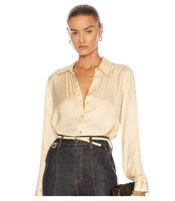 L'AGENCE L'AGENCE Holly Chain-Print Silky Collared Blouse Size S / US 4 / IT 40 - 3 Thumbnail