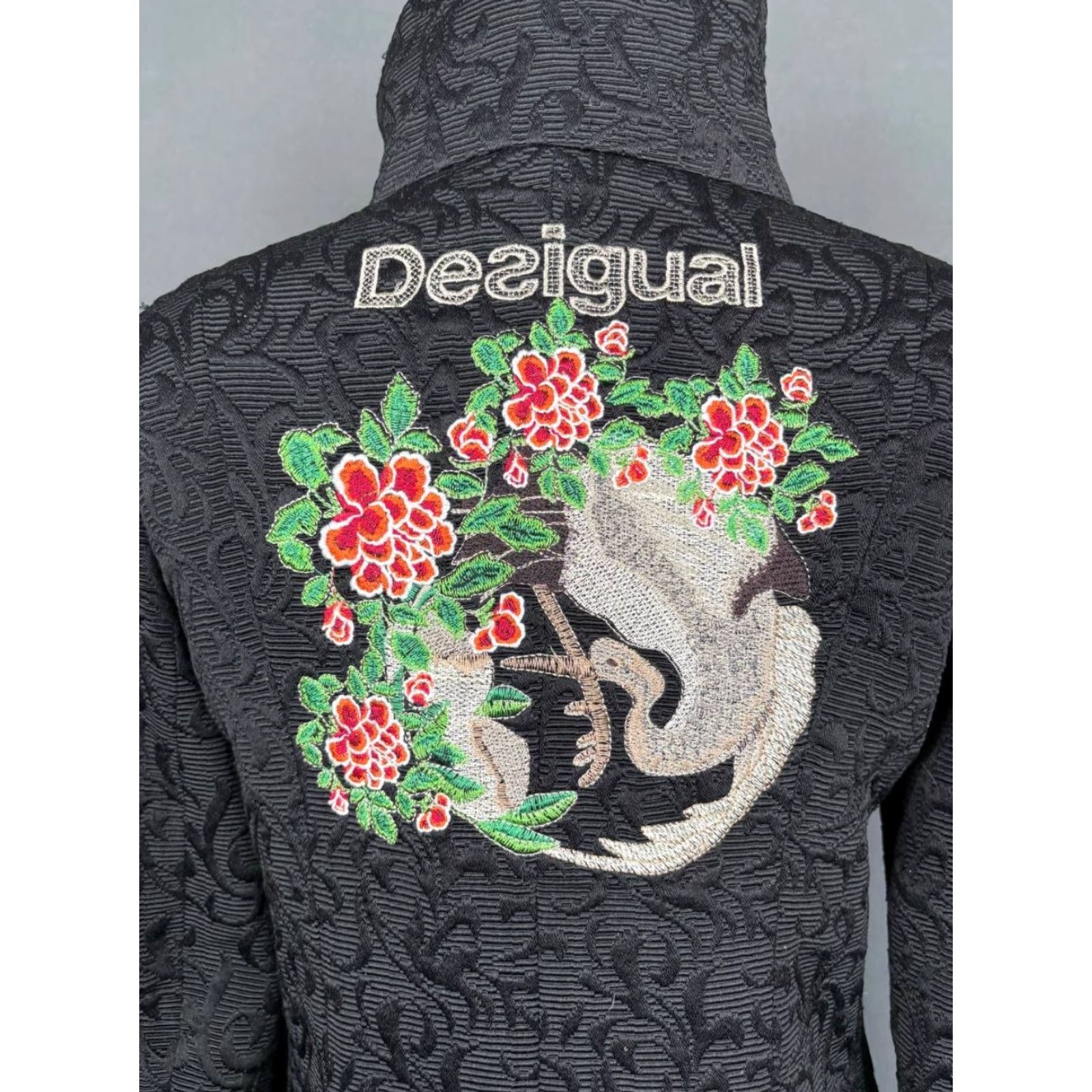 Desigual Desigual Coat Black Floral Embroidered Long Sleeve Trench 42 Womens Vintage No Size M / US 6-8 / IT 42-44 - 4 Thumbnail