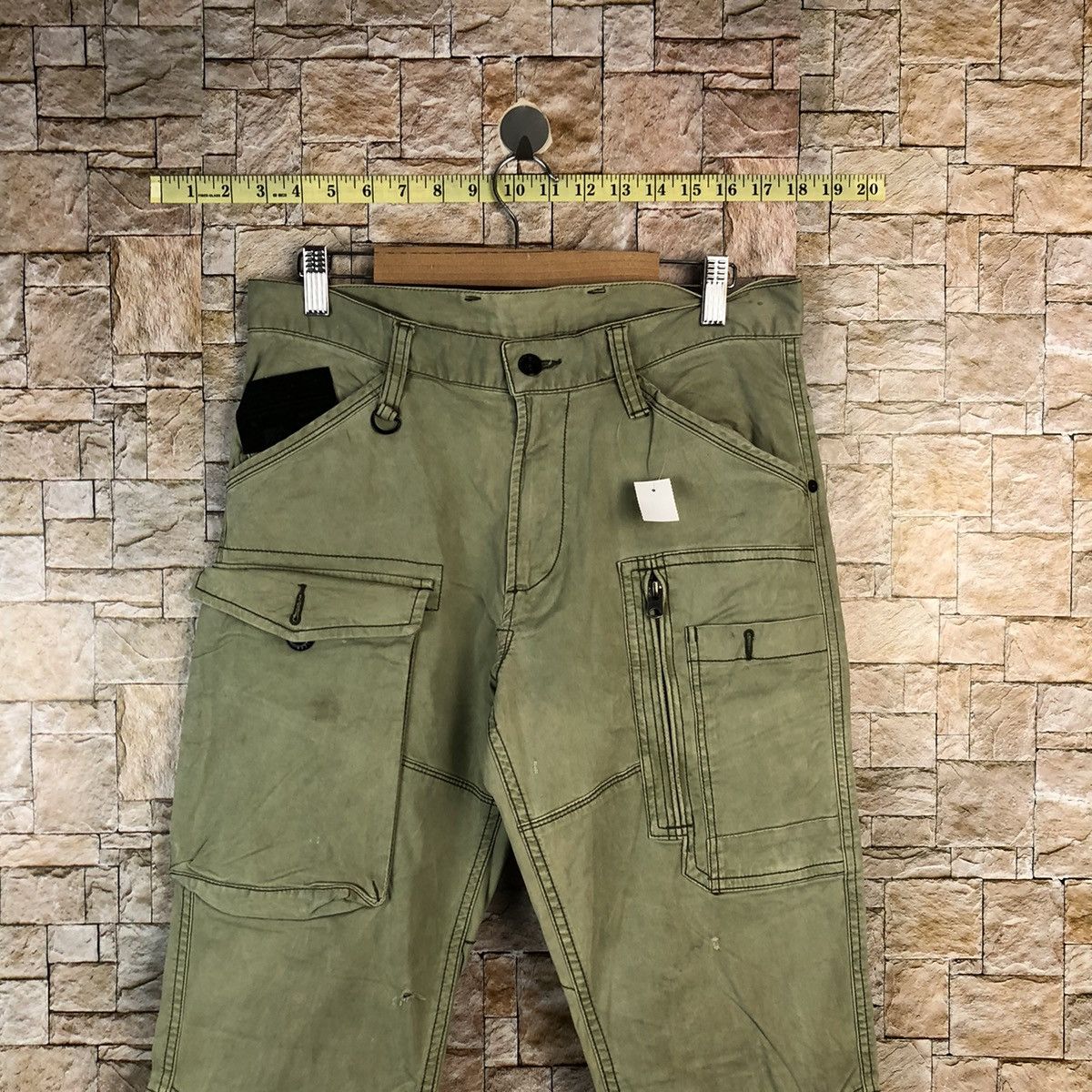 Japanese Brand IZRF Military Green Cargo Multipocket Pants #A1158 Size US 31 - 4 Thumbnail