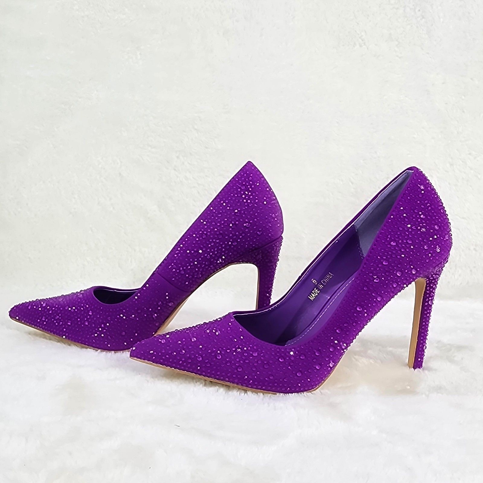 Other Shock Purple High Heel Stiletto Pumps Rhinestone Evening Par Size US 7.5 / IT 37.5 - 1 Thumbnail