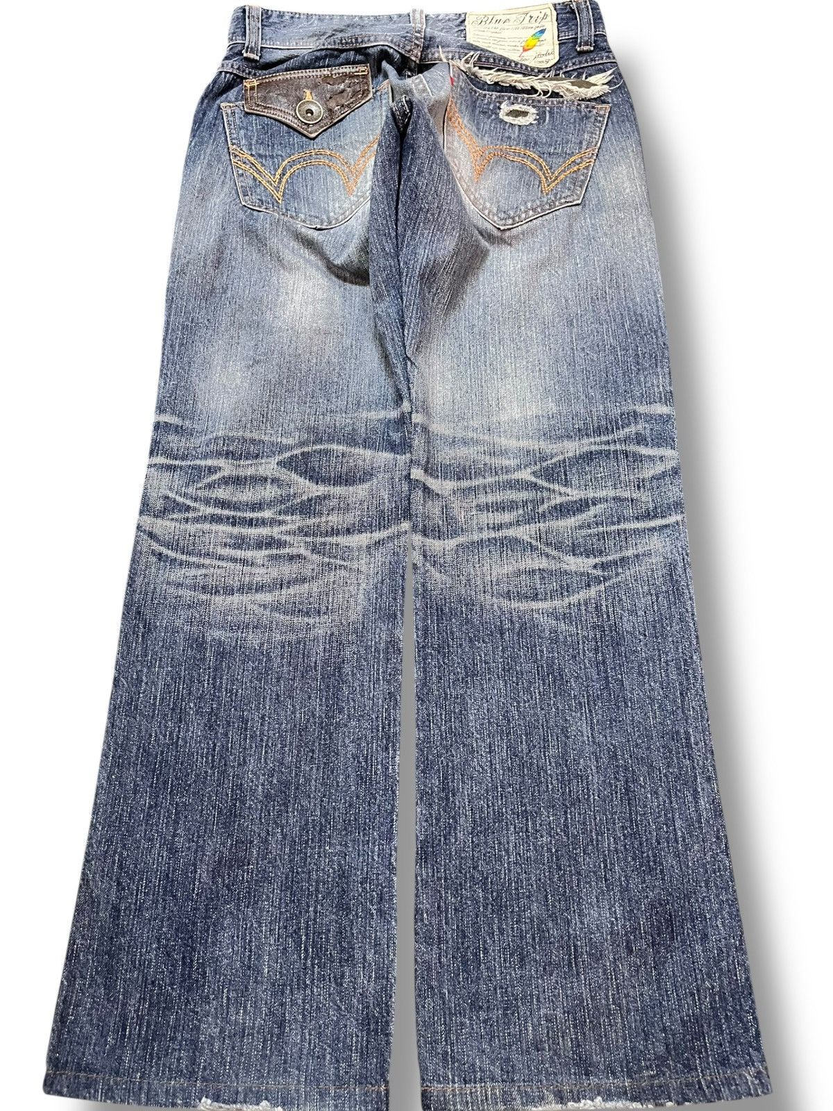 Edwin Vintage Edwin 503 Bluetrip Rainbow Model Whiskering Denim Size US 29 - 5 Thumbnail