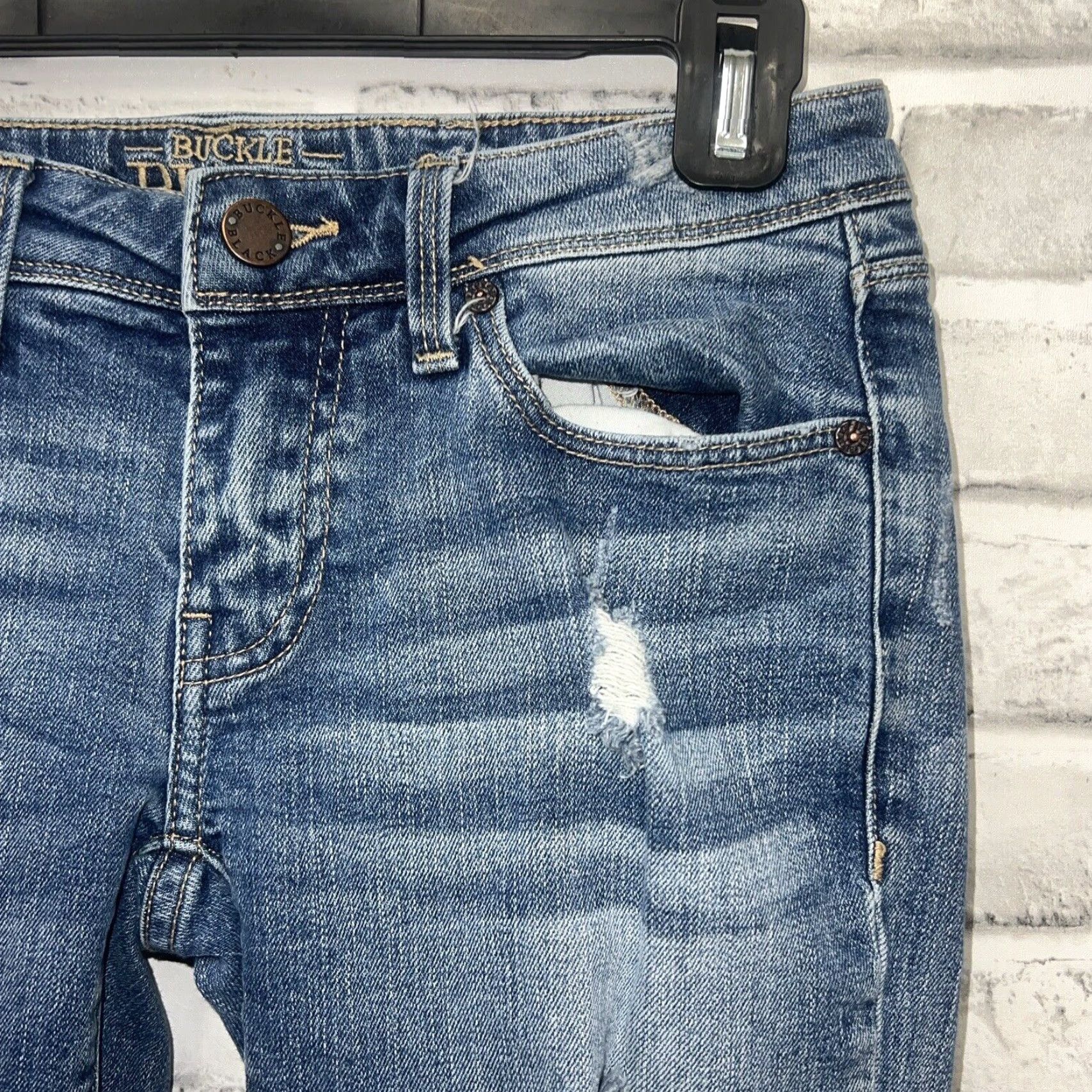 Vintage BUCKLE Jeans Straight Distressed Women 24x31 Blue Black Size 24 Inseam 31 Mens/Womens? (Gender at end) Size 42" / US 20 - 2 Thumbnail