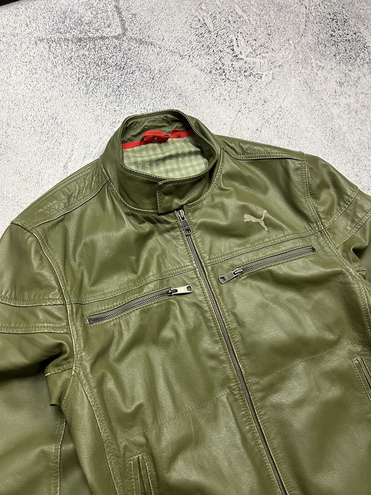 Puma Puma Green Leather Jacket Motorcycle Avant Garde Hype Rare Size US S / EU 44-46 / 1 - 4 Thumbnail