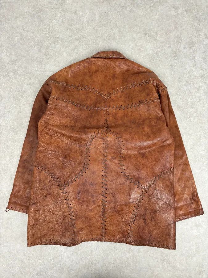 Dolce & Gabbana 1990s Dolce & Gabbana Whipstitched Brown Leather Jacket Size US M / EU 48-50 / 2 - 5 Thumbnail