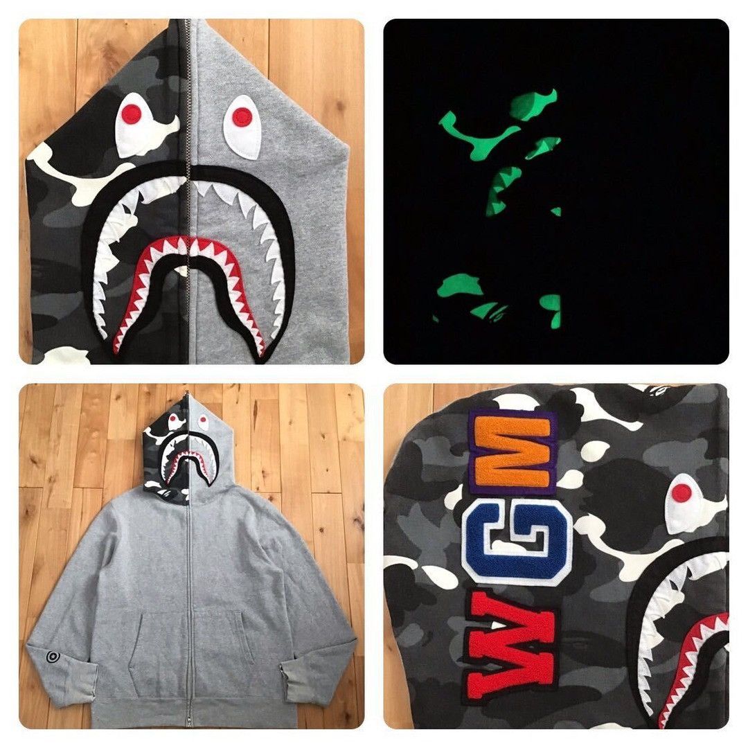 Bape 💫Glow in the dark💫 BAPE city camo shark full zip hoodie APE Size US XL / EU 56 / 4 - 1 Thumbnail