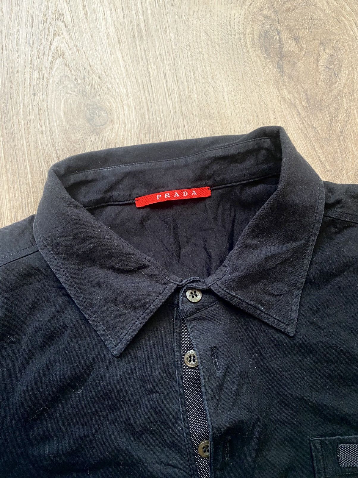 Prada × Vintage Prada polo Pocket shirt black logo rarity XL Black Size US XL / EU 56 / 4 - 2 Thumbnail