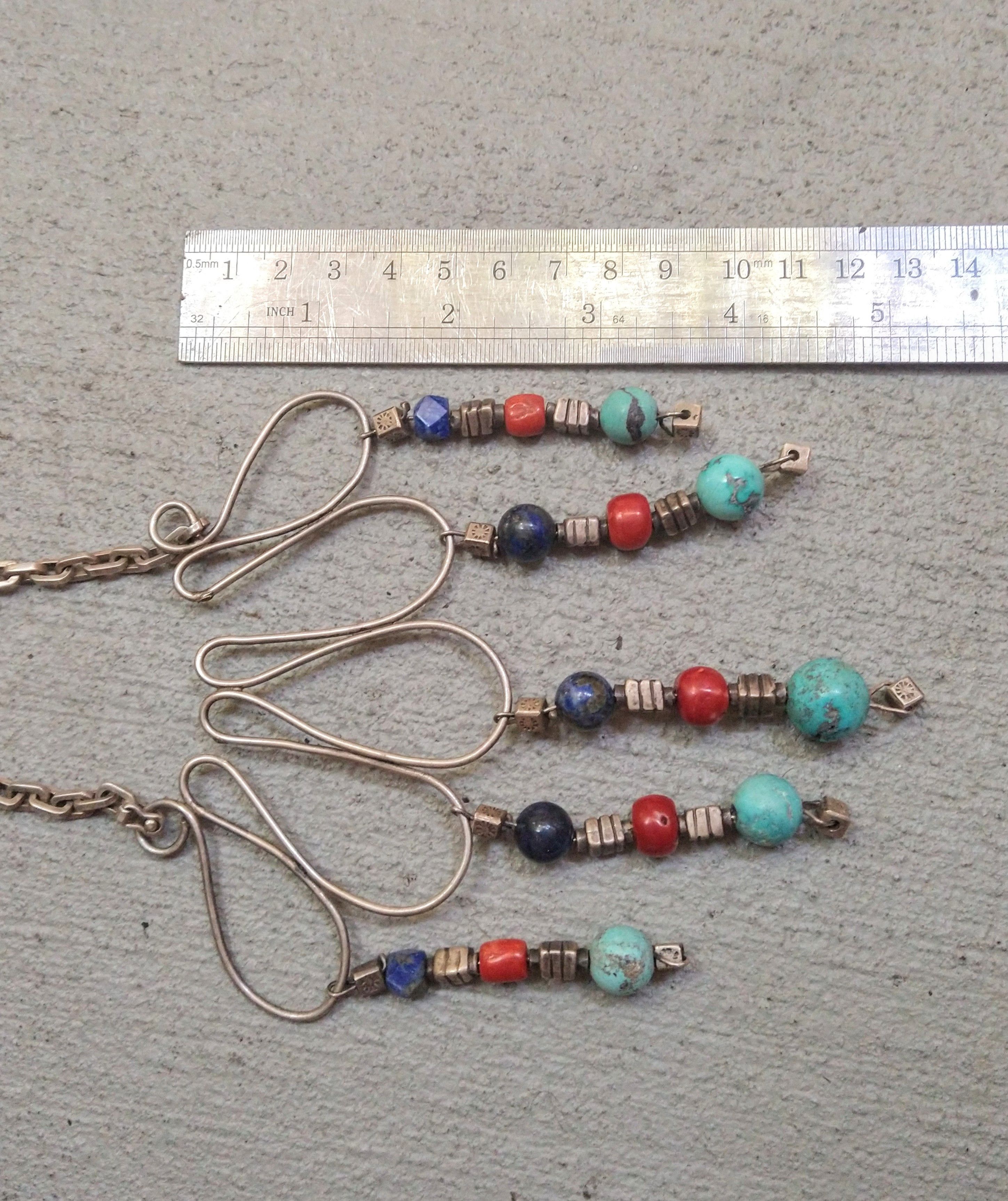 Jewelry × Vintage Sterling Silver Necklace Turquoise Lapis Lazuli Coral Native Size ONE SIZE - 11 Thumbnail