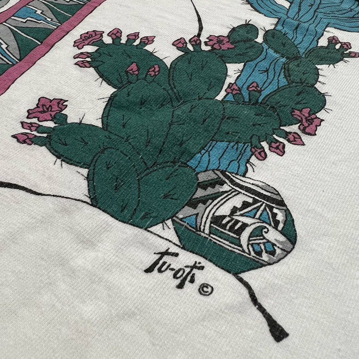 Vintage VTG Tu-Oti Southwestern Art 90s Cactus Navajo Indian Shirt Size US M / EU 48-50 / 2 - 4 Thumbnail