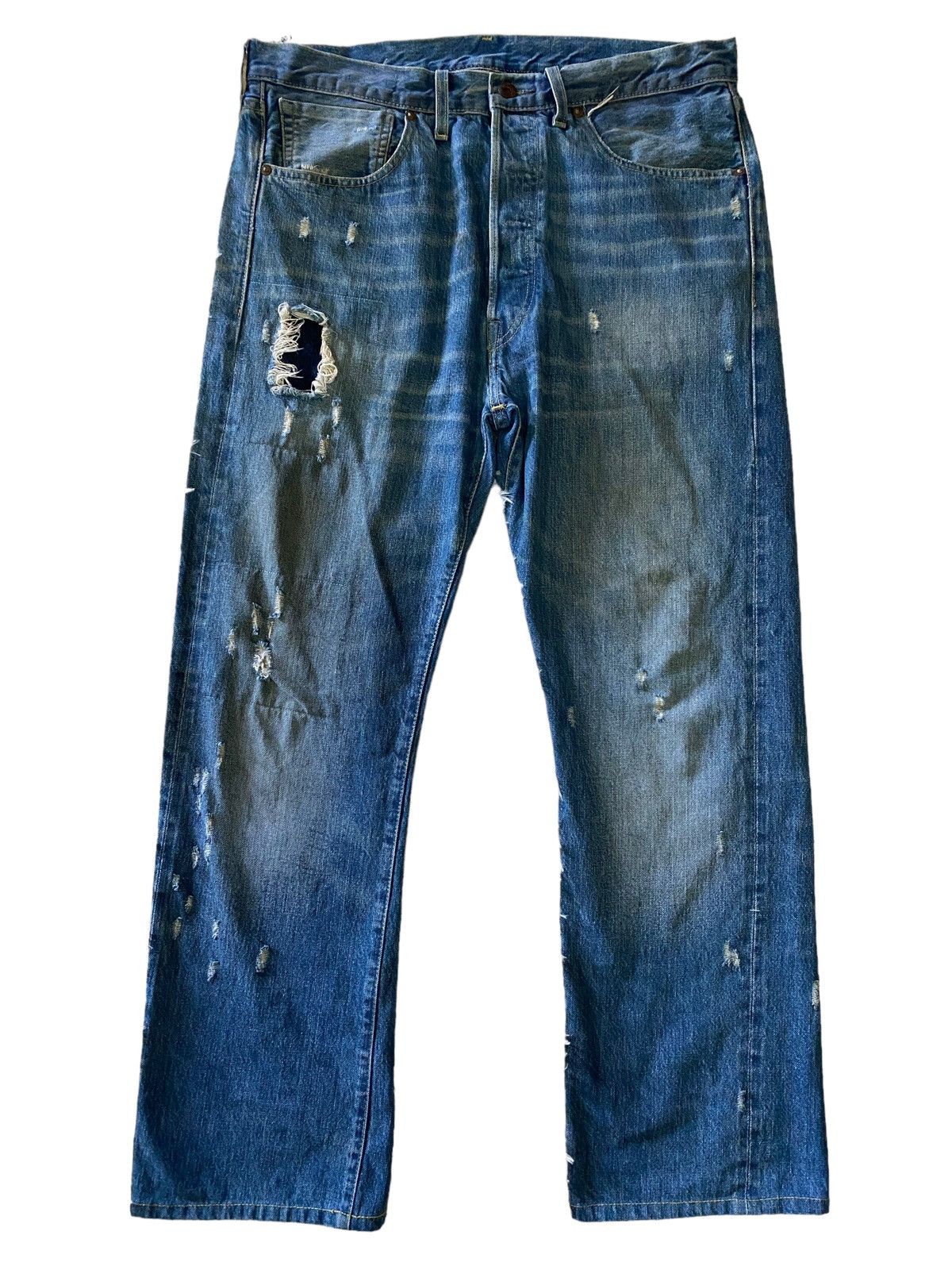 image of Binding Accept VTG Levis Big E S501Xx 1944 Distressed in Blue, Men's (Size 35)