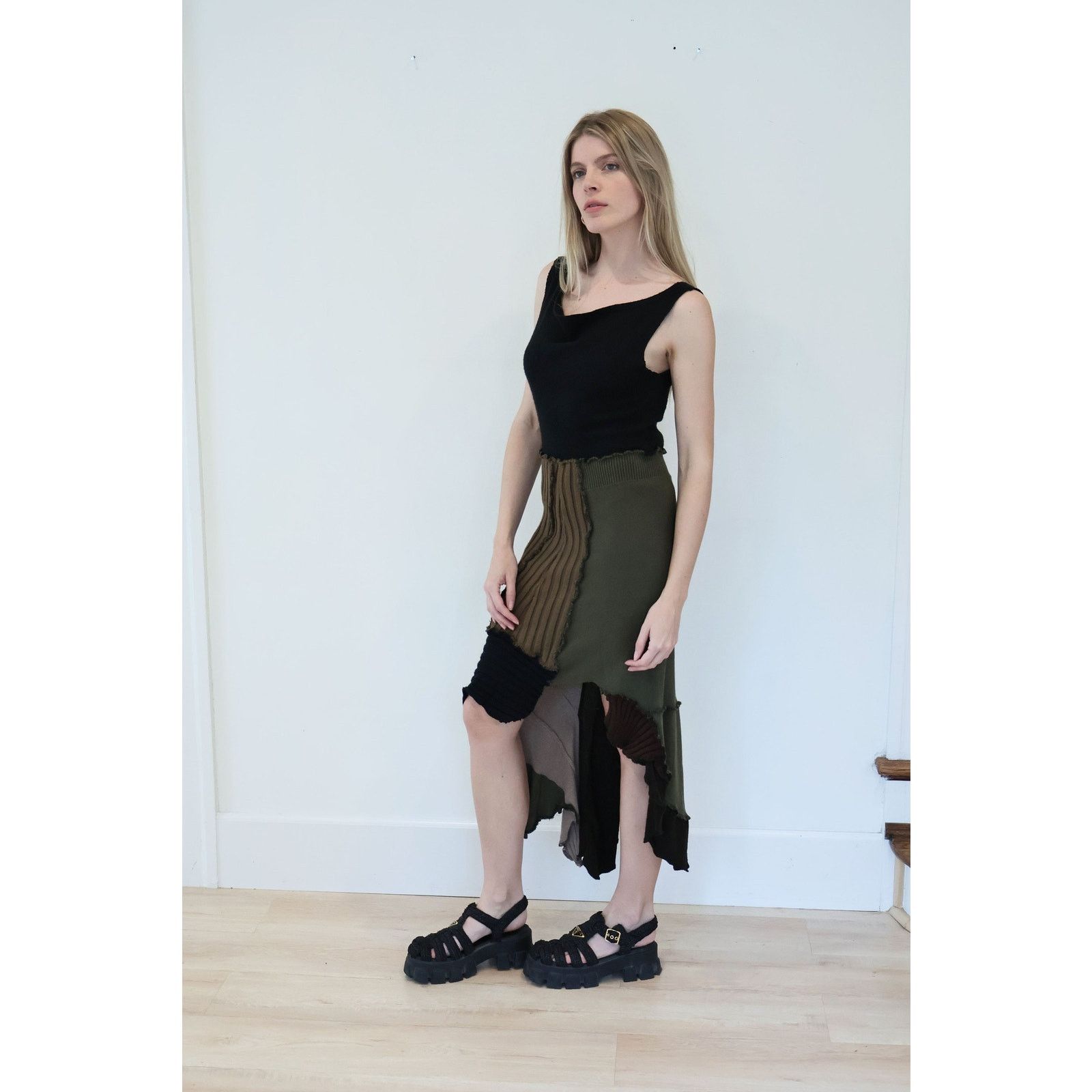 Vintage Y2K Handmade Knit Patchwork Asymmetrical Maxi Size M / US 6-8 / IT 42-44 - 4 Thumbnail
