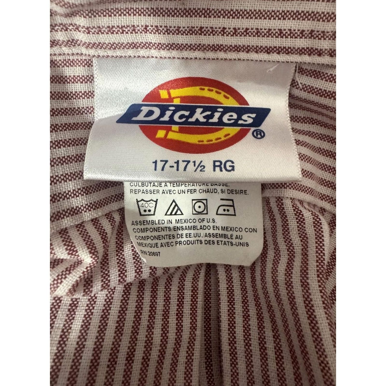 Dickies Dickies Button-Up Shirt Red Striped 17-17.5 Regular XL Mens Long Sleeve Button-Down Collar Casual Workwear Size US XL / EU 56 / 4 - 3 Thumbnail