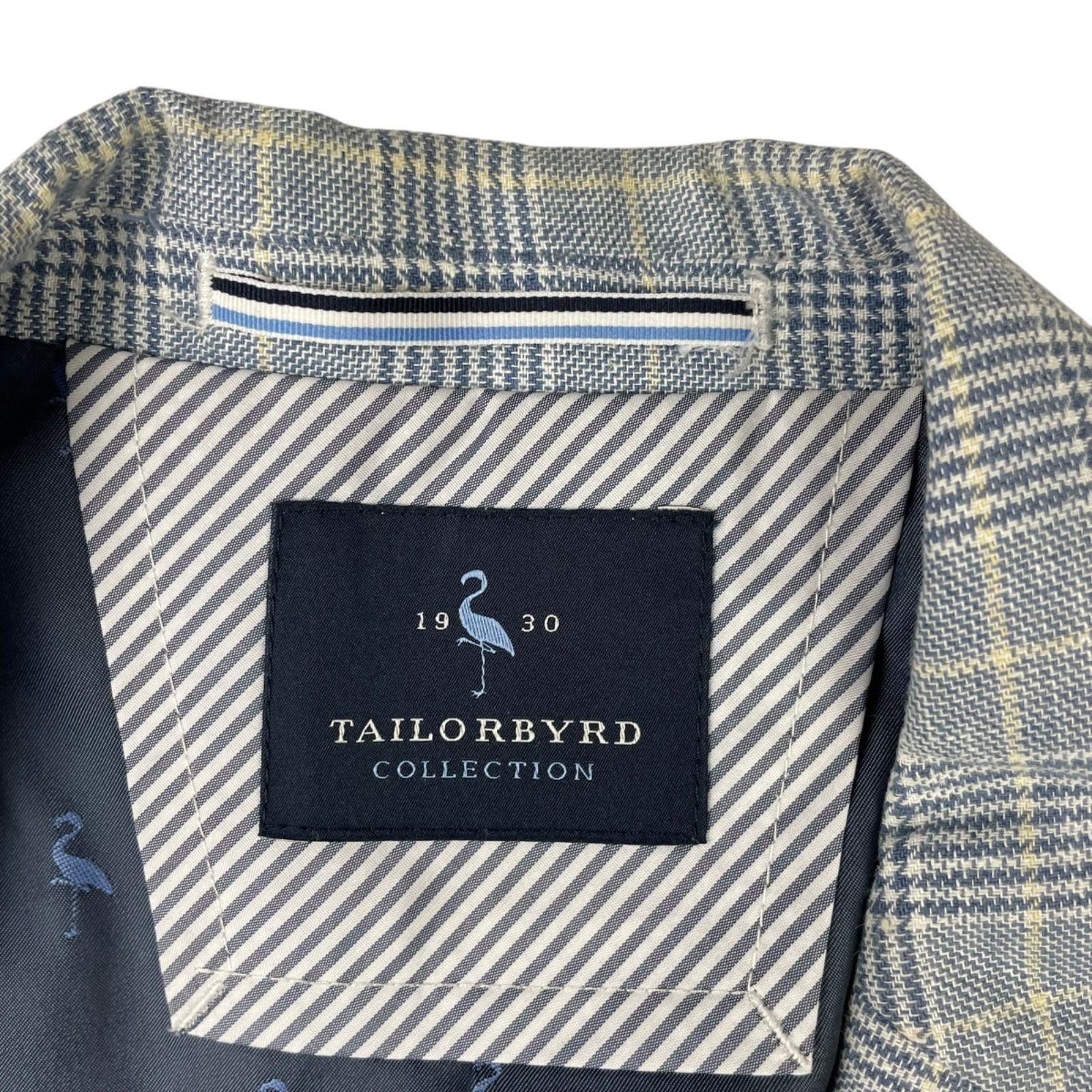 Tailorbyrd Tailorbyrd Men’s Linen/Cotton 2-Button Blazer Blue/Beige Pla Size 36S - 14 Thumbnail