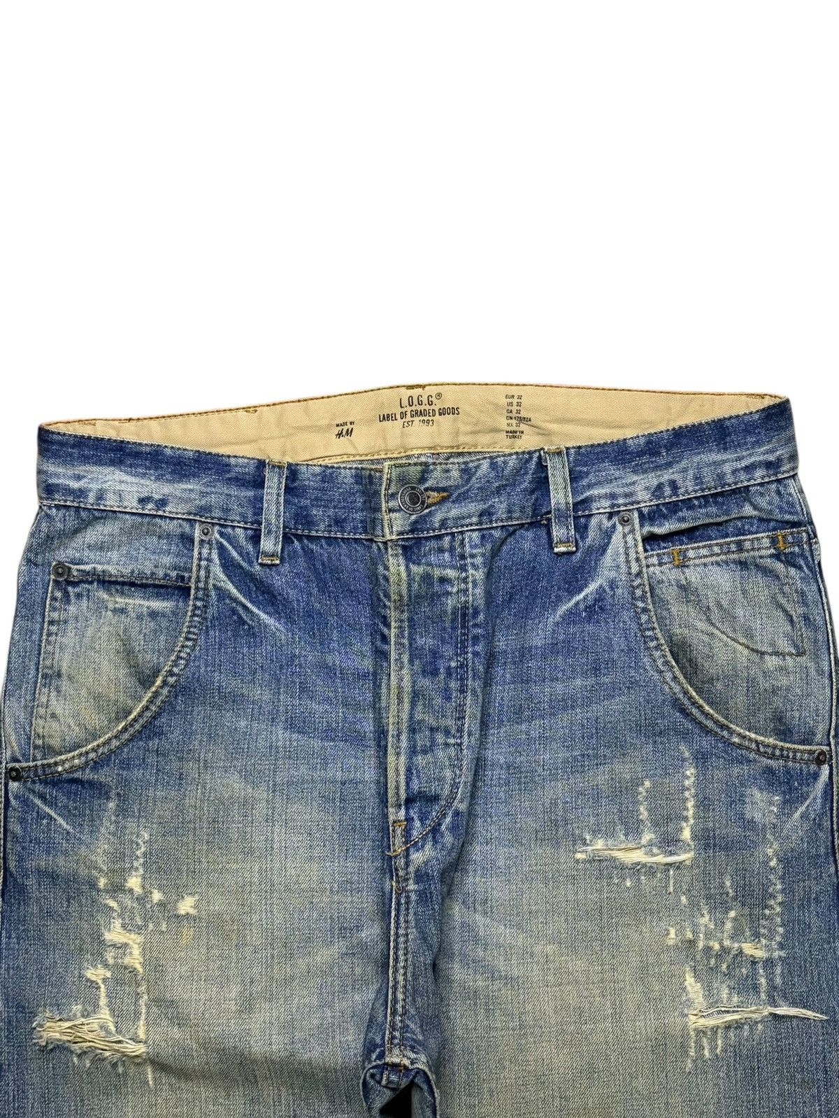Japanese Brand Vintage Japanese Brand Button Fly Mud Wash Distress Rip Jean Size US 33 - 4 Thumbnail