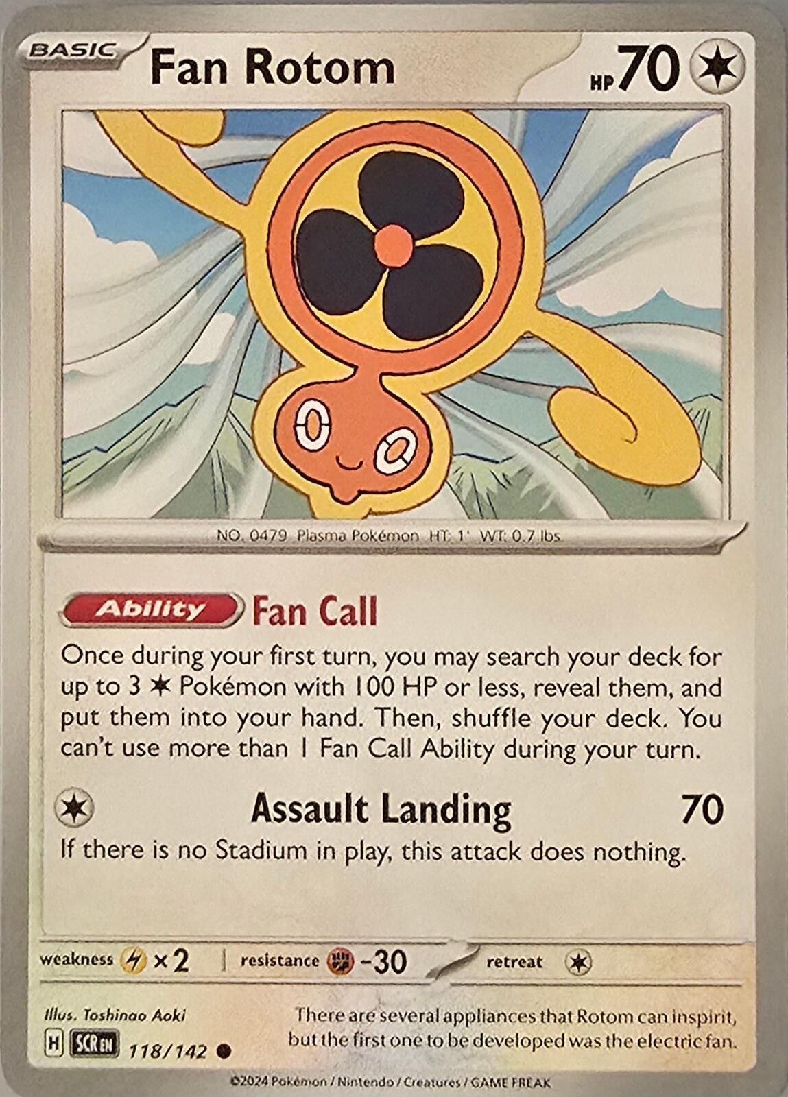 Pokemon Fan Rotom Pokémon card (118/142) from the Stellar Crown Size ONE SIZE - 1 Thumbnail