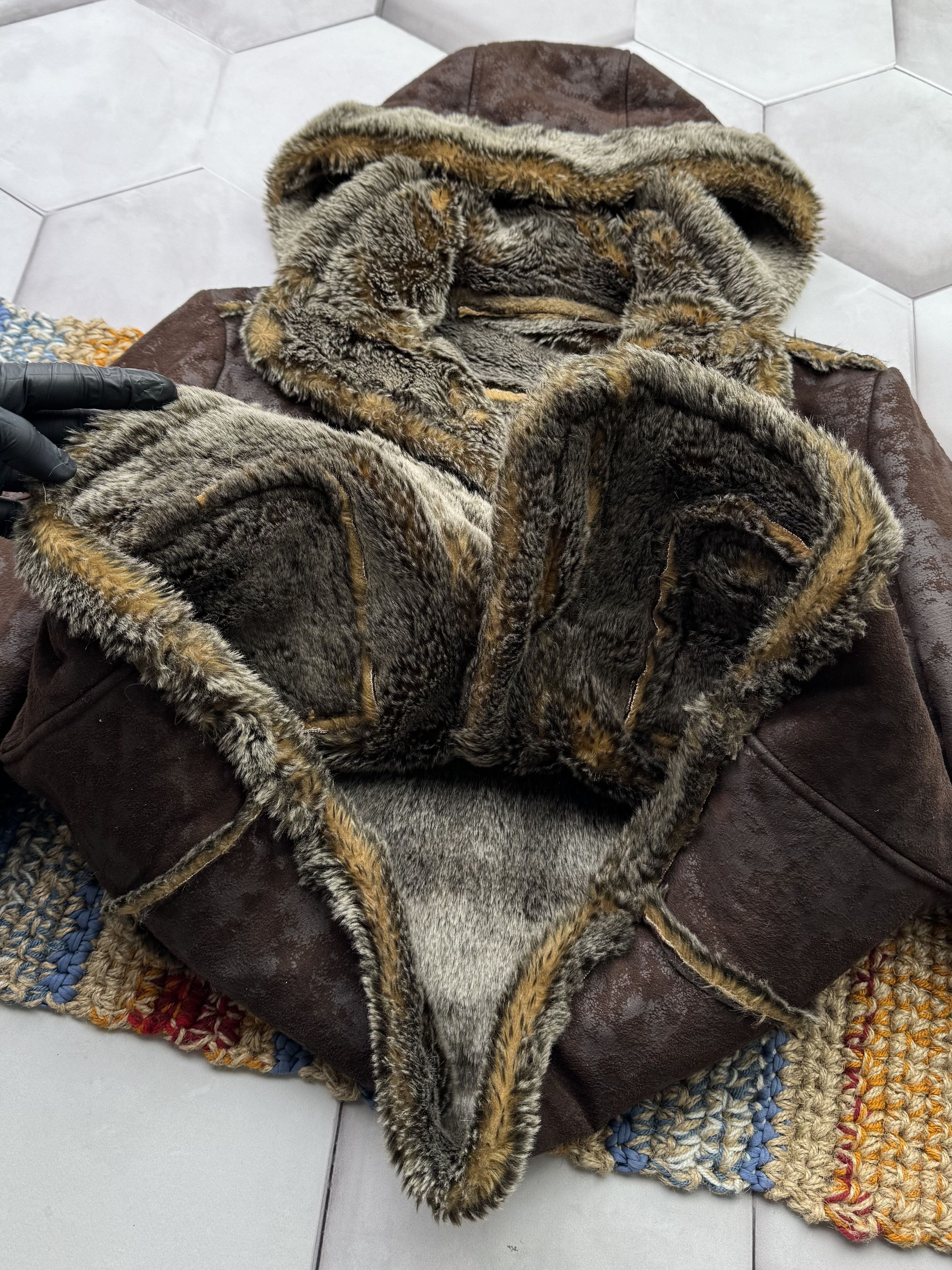 Vintage Vintage Faux Sheepskin Cropped Jacket With Hood (E4) Size M / US 6-8 / IT 42-44 - 4 Thumbnail
