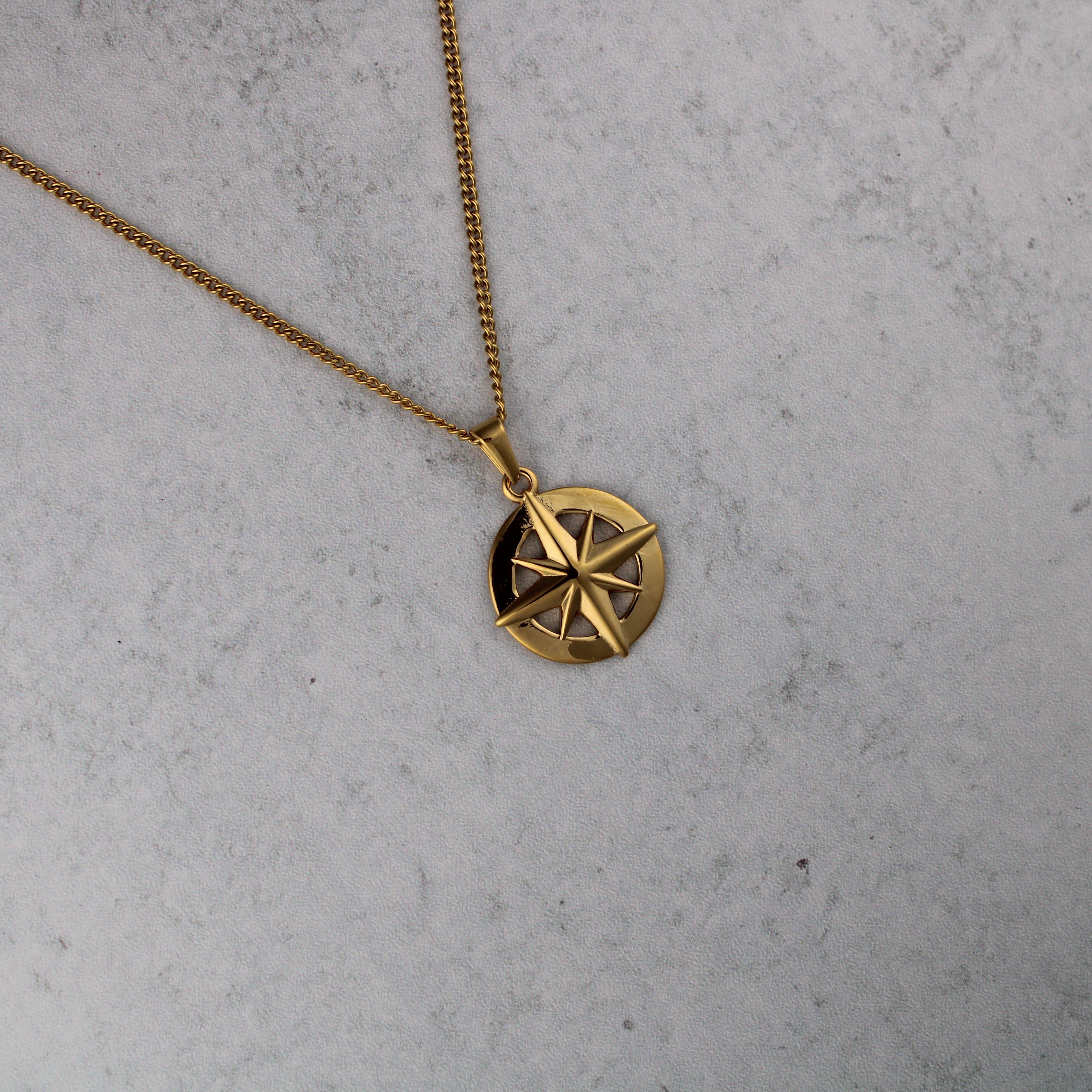 Jewelry Gold Compass Pendant Chain Necklace Size ONE SIZE - 3 Thumbnail