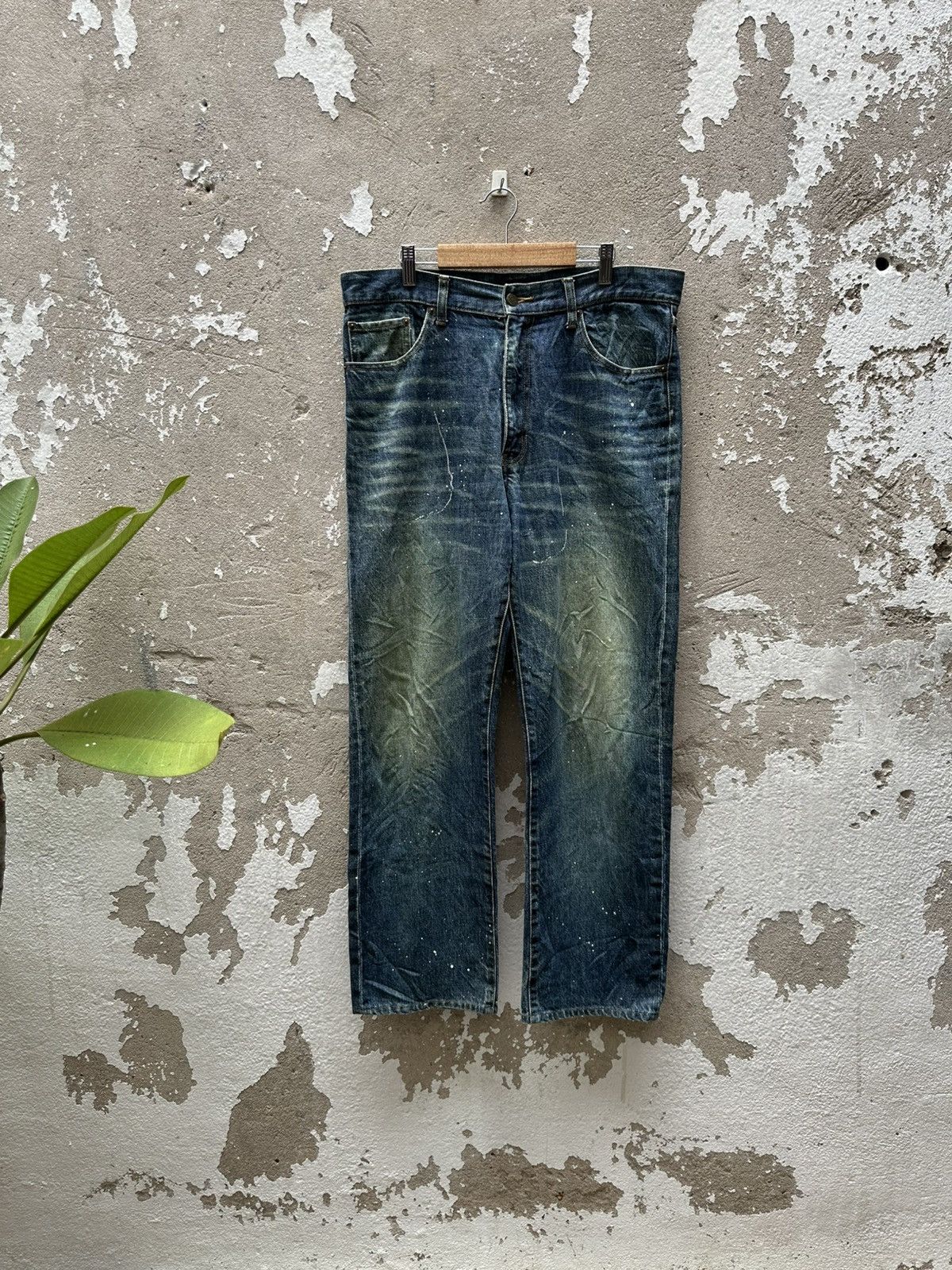 Isamu Katayama Backlash Rare Vintage ROOT THREE Splast Paint Flares Denim Size US 34 / EU 50 - 1 Thumbnail