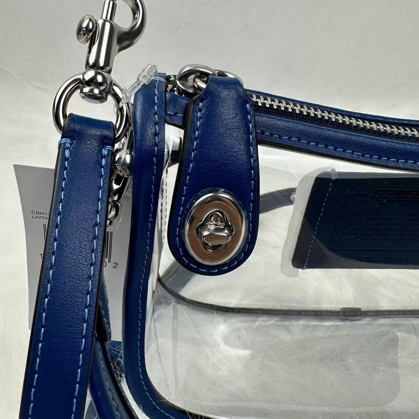 Coach Coach Stadium Swinger Clear PVC Dust CBH13 Silver/True Blue Size ONE SIZE - 8 Thumbnail