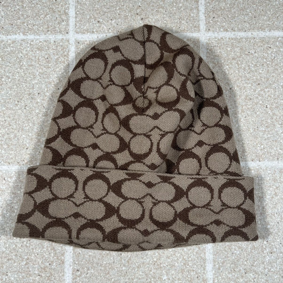 Coach Coach Signature C Knit Beanie Hat Brown Lana Wool Unisex Size ONE SIZE - 1 Thumbnail