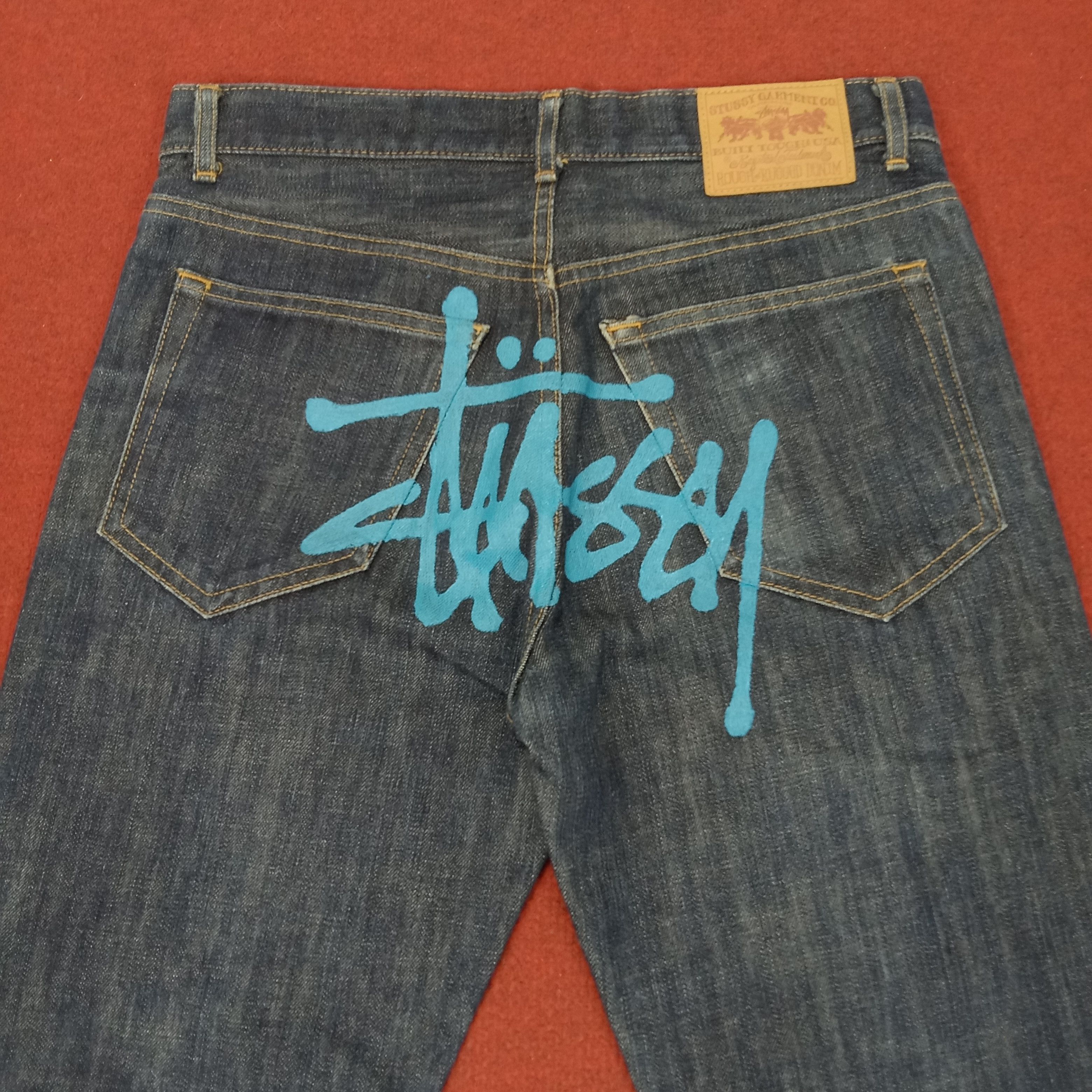 Stussy × Vintage Stussy Jeans Streetwear Custom Art Logo Style Size US 31 - 2 Thumbnail