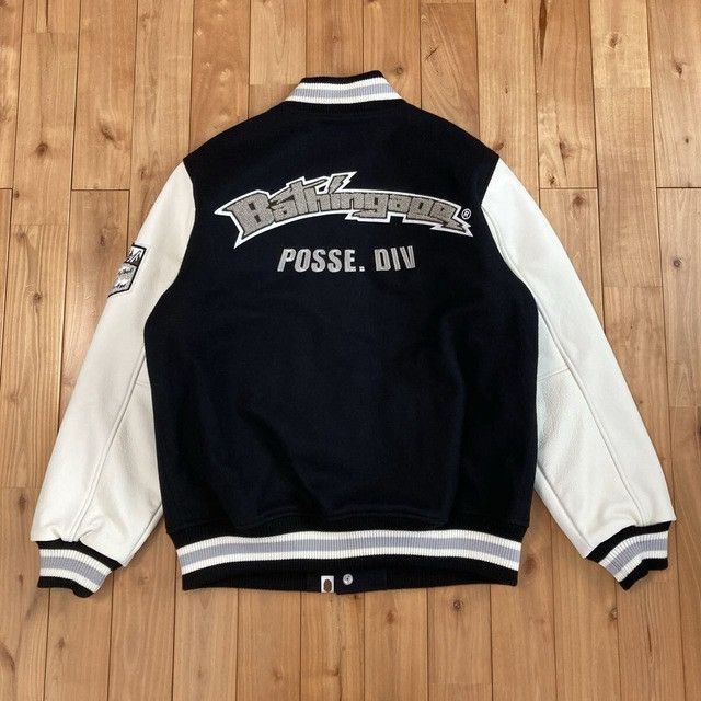 Bape BAPE LOGO Leather Sleeve Varsity Jacket a bathing ape Size US L / EU 52-54 / 3 - 3 Thumbnail