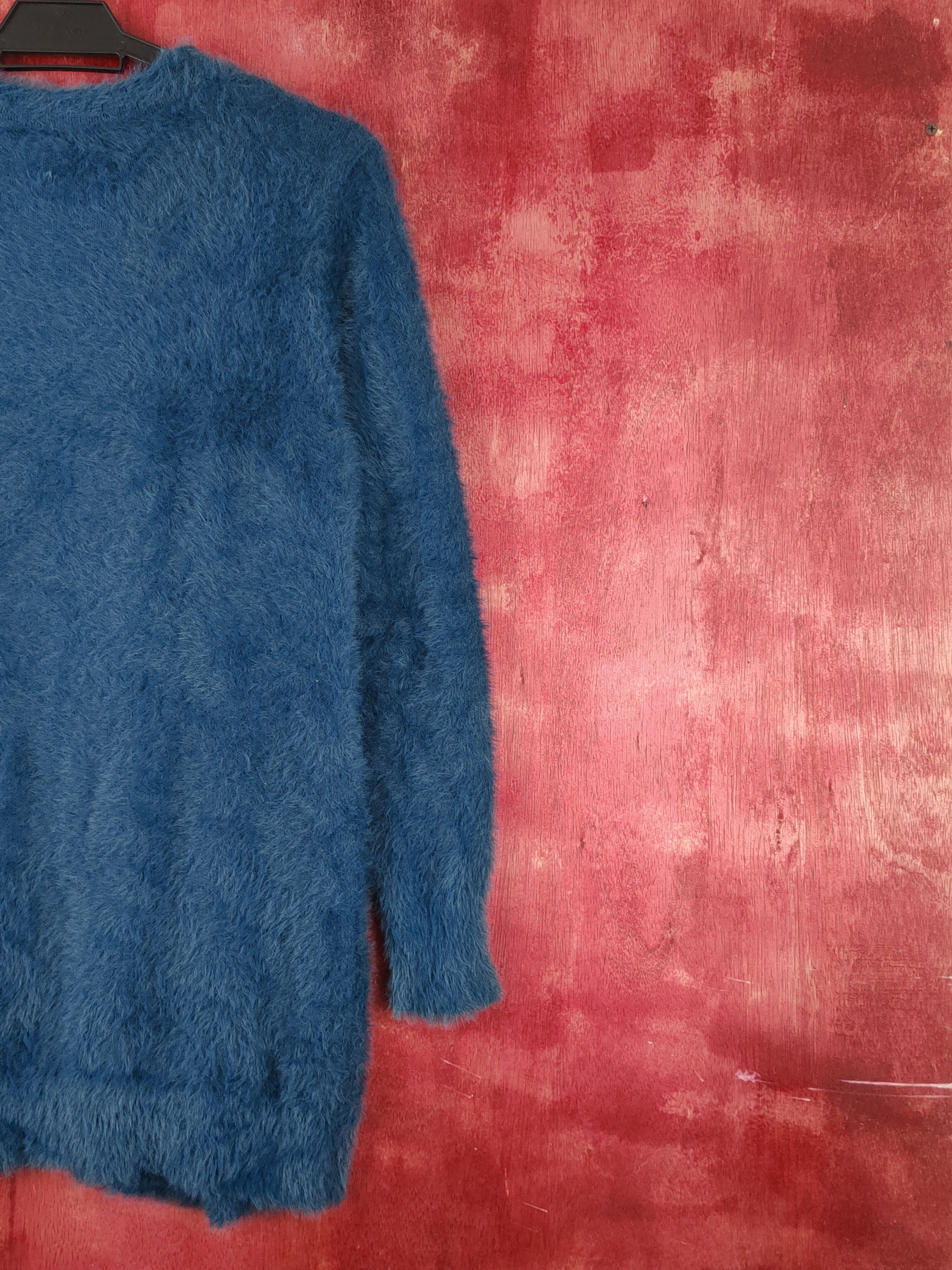 Closshi Turquoise Shag Shaggy Fur Mohair Knitwear #S1903